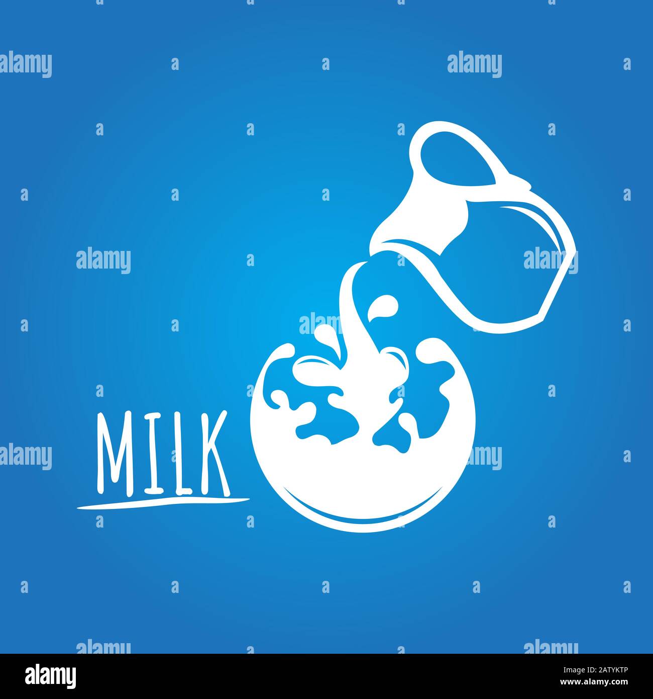 Vektordarstellung des realistischen, weißen Milcheinströmens in transparentes Glas mit auf dem Hintergrund isoliertem Spritzwasser Stock Vektor