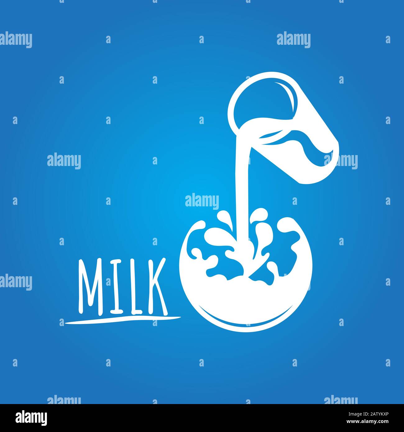 Vektordarstellung des realistischen, weißen Milcheinströmens in transparentes Glas mit auf dem Hintergrund isoliertem Spritzwasser Stock Vektor