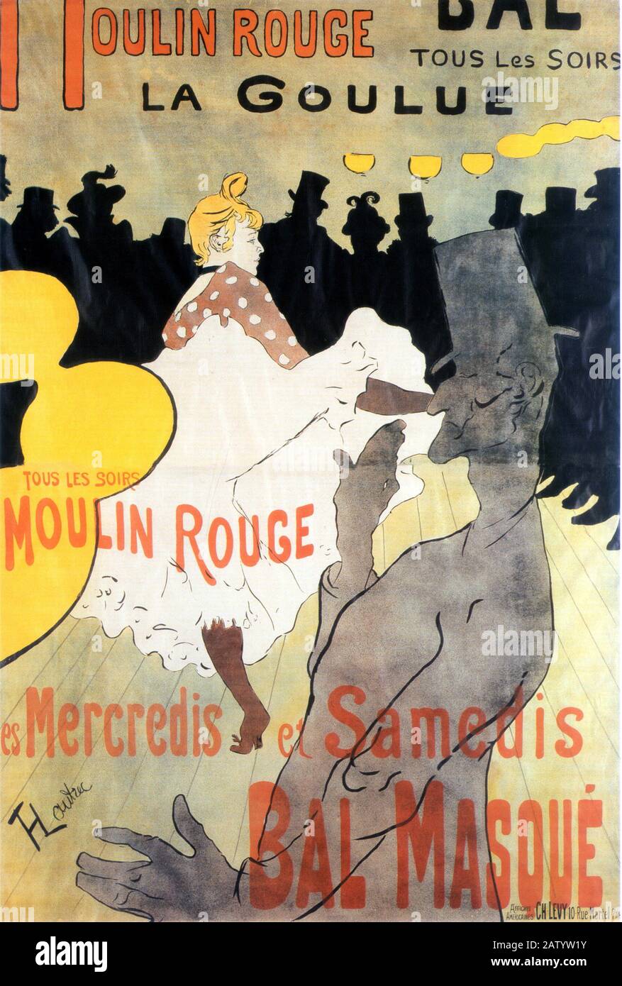 1891, FRANKREICH: EIN Werbeplakat VON MOLIN ROUGE, mit der DOSENTÄNZERIN LA GOULE, von Henri de TOULOUSE LAUTREC (1864 - 1901 Stockfoto