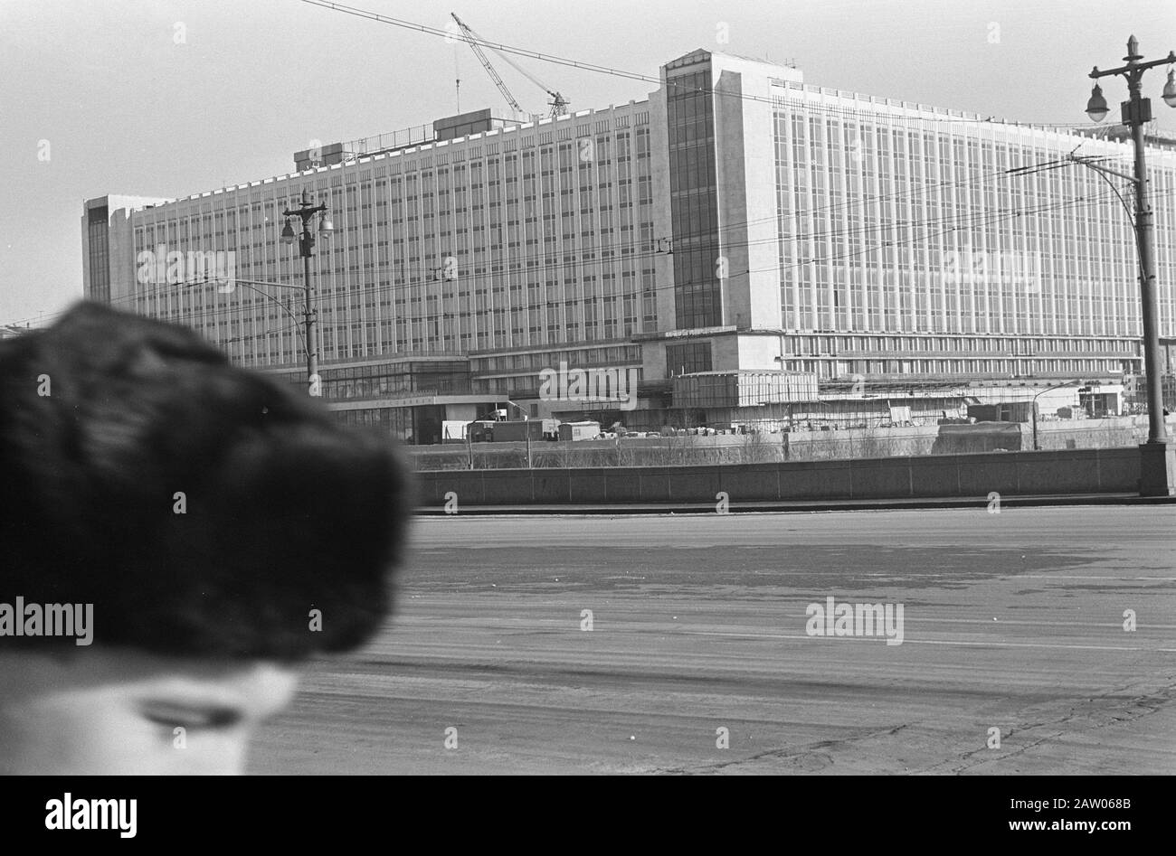Moskau, Nummer 6 und 7 neues Hotel Russland, Nr. 8 linker Kreml und Rechte Basil's Kathedrale, Nr. 9 Kreml Datum: 27. Februar 1967 Standort: Moskau, Russland Schlüsselwörter: Hotels Stockfoto