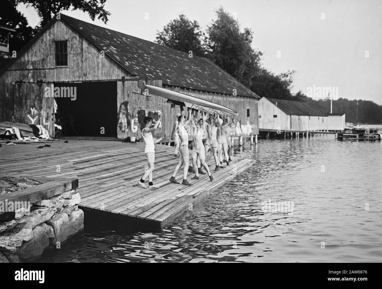 Yale Varsity Crew-Mitglieder können. 1910-1915 Stockfoto