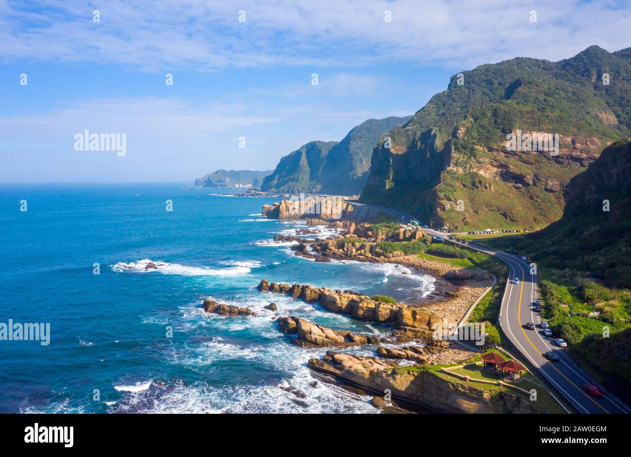 Luftaufnahme von Nanya Rock, Jioufen, Taiwan Stockfoto