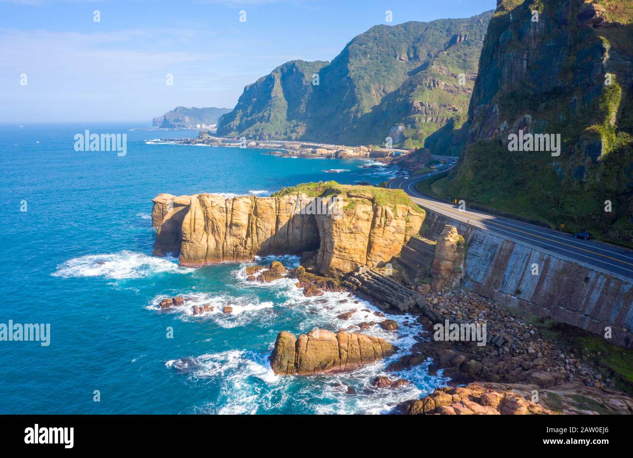 Luftaufnahme von Nanya Rock, Jioufen, Taiwan Stockfoto