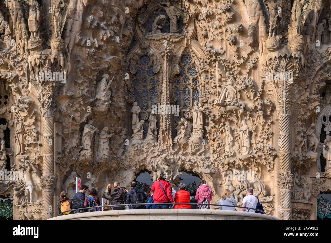 Barcelona, Spanien - 15. April 2019: Schöne Architektur der Sagrada Familia in Barcelona Spanien Stockfoto