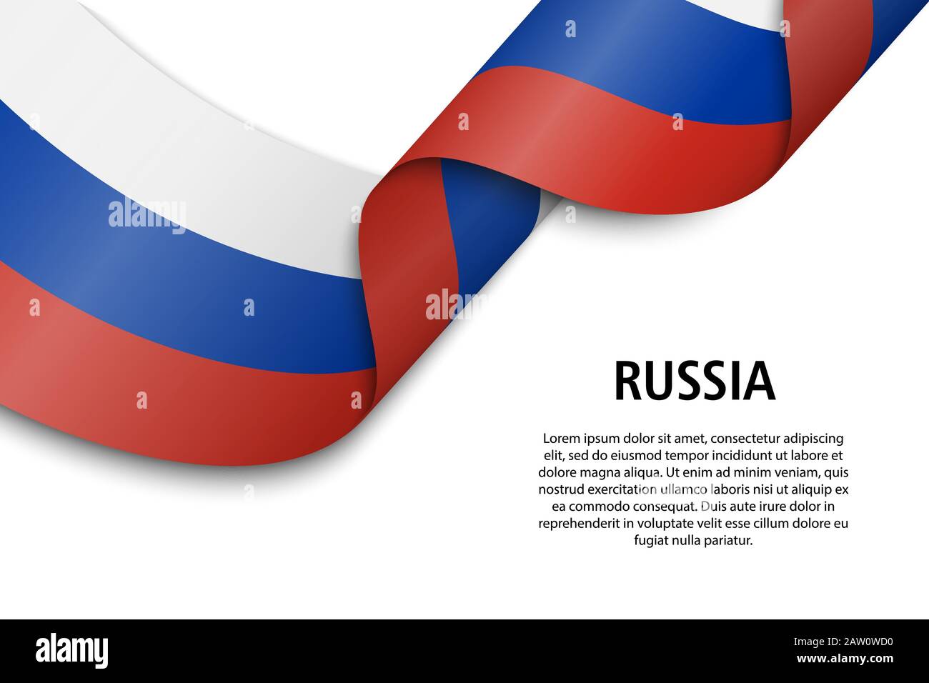 Winkende Band oder Banner mit Flagge von Russland. Für Independence day Poster Design Template Stock Vektor