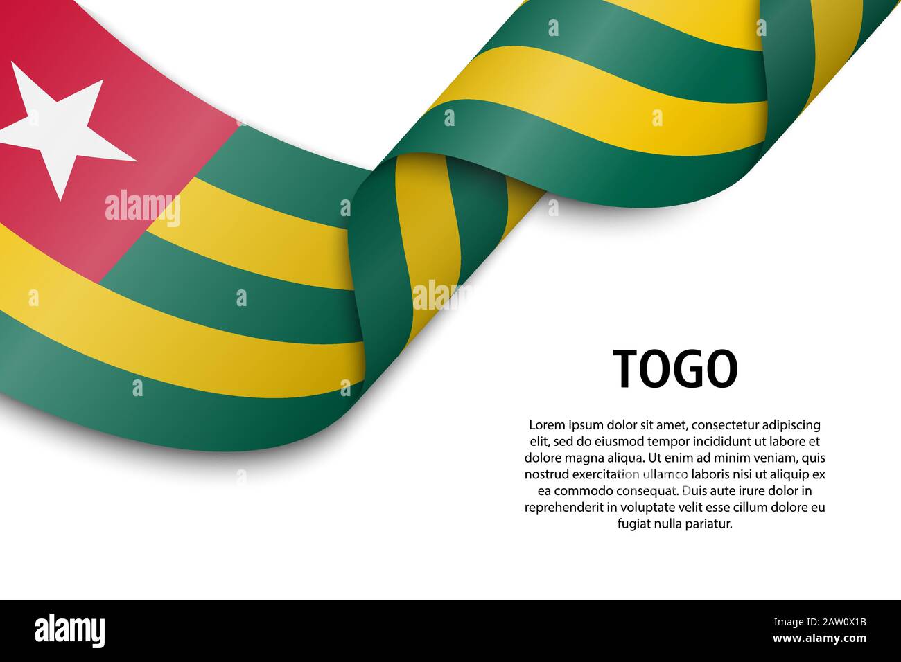 Winkende Band oder Banner mit Flagge von Togo. Für Independence day Poster Design Template Stock Vektor