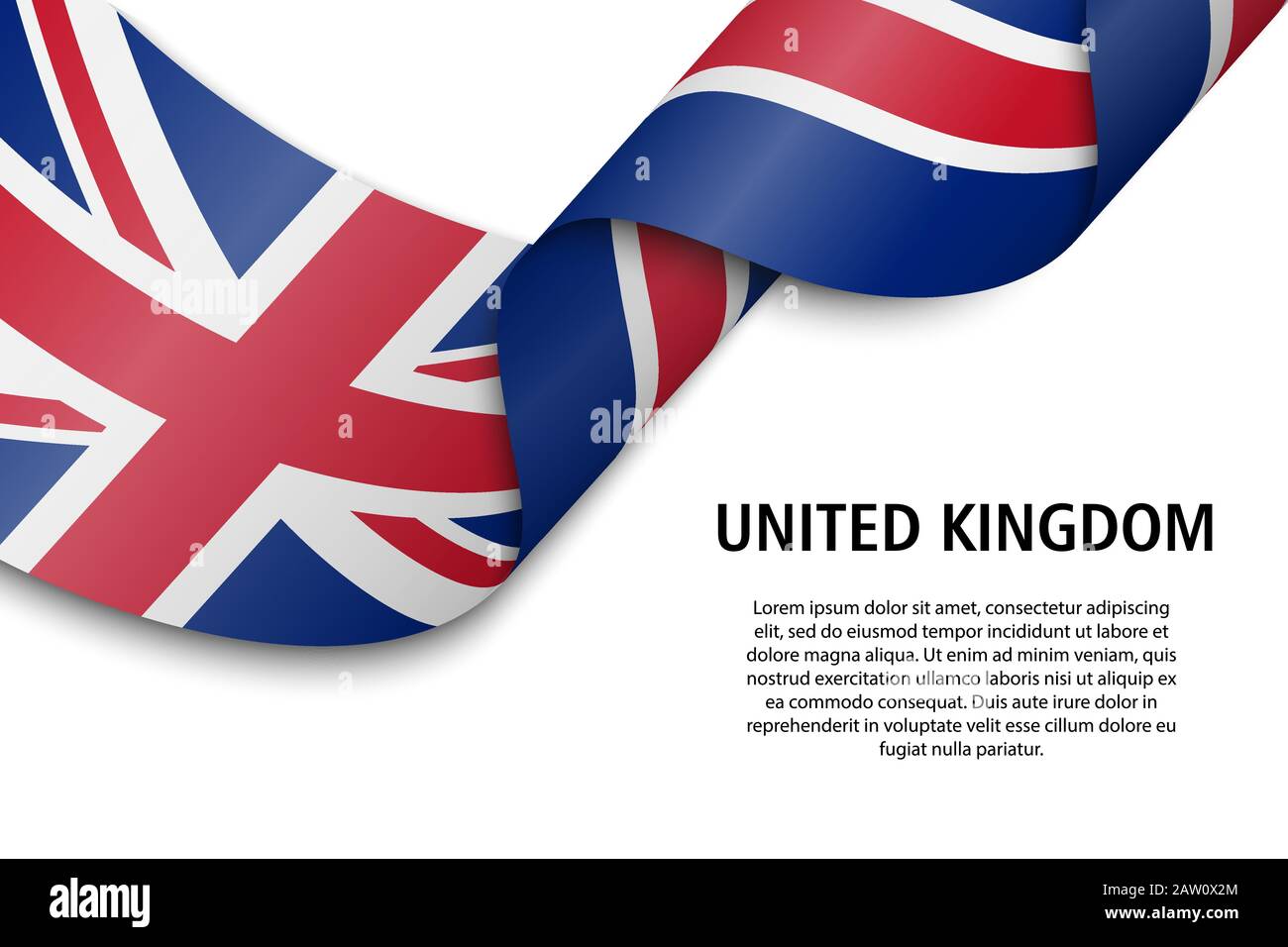 Winkende Band oder Banner mit Flagge des Vereinigten Königreichs. Für Independence day Poster Design Template Stock Vektor