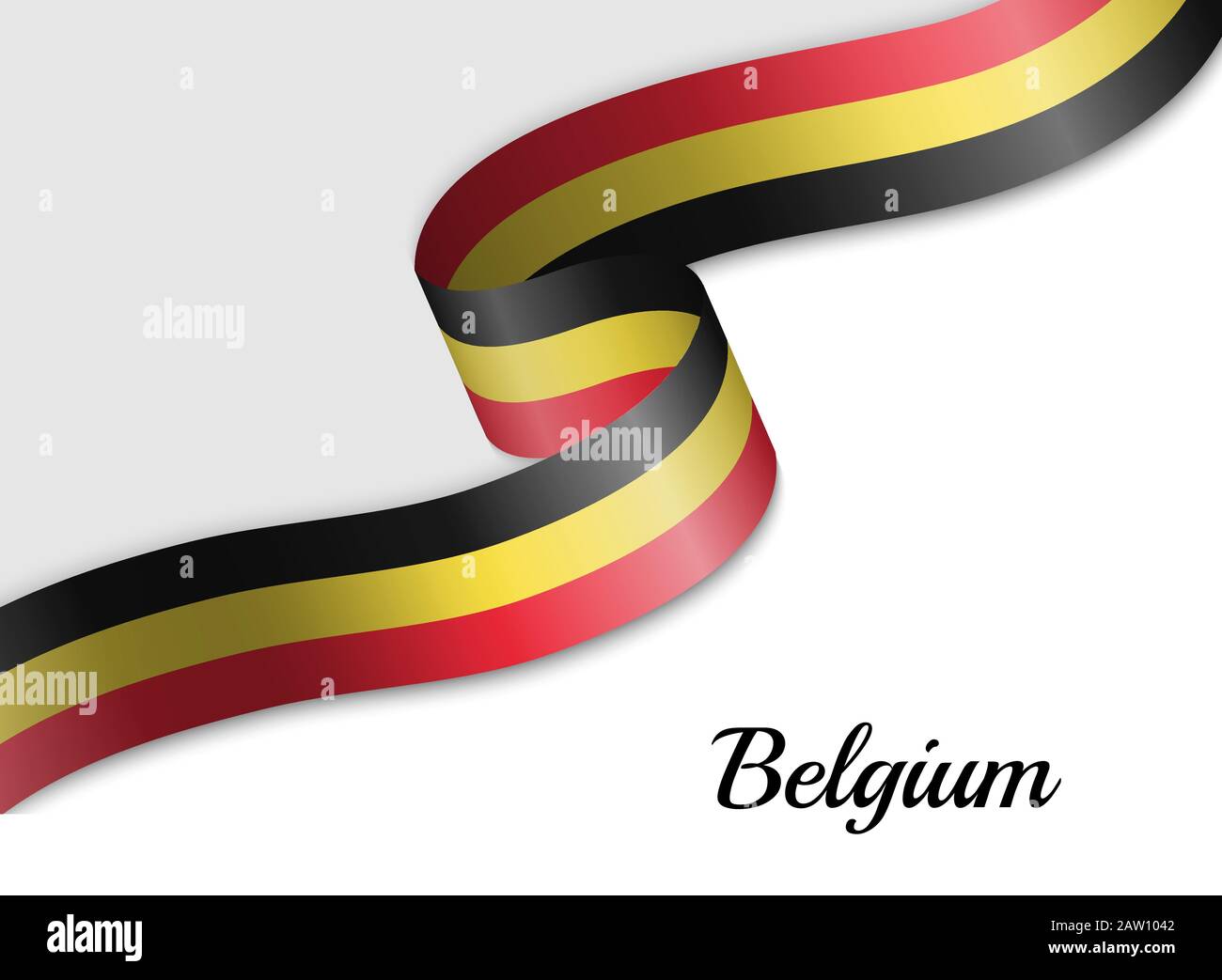 Schwenkende Farbbandfahne von Belgien. Vorlage für das Banner zum Unabhängigkeitstag Stock Vektor