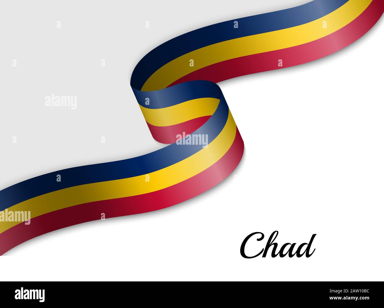 Schwenkende Flachbandfahne des Tschad. Vorlage für das Banner zum Unabhängigkeitstag Stock Vektor