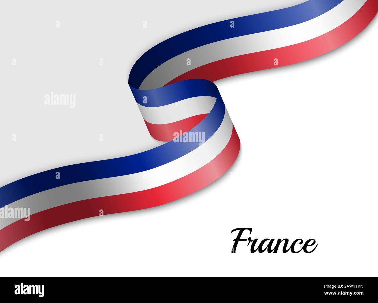 Wehende Bandfahne von Frankreich. Vorlage für das Banner zum Unabhängigkeitstag Stock Vektor