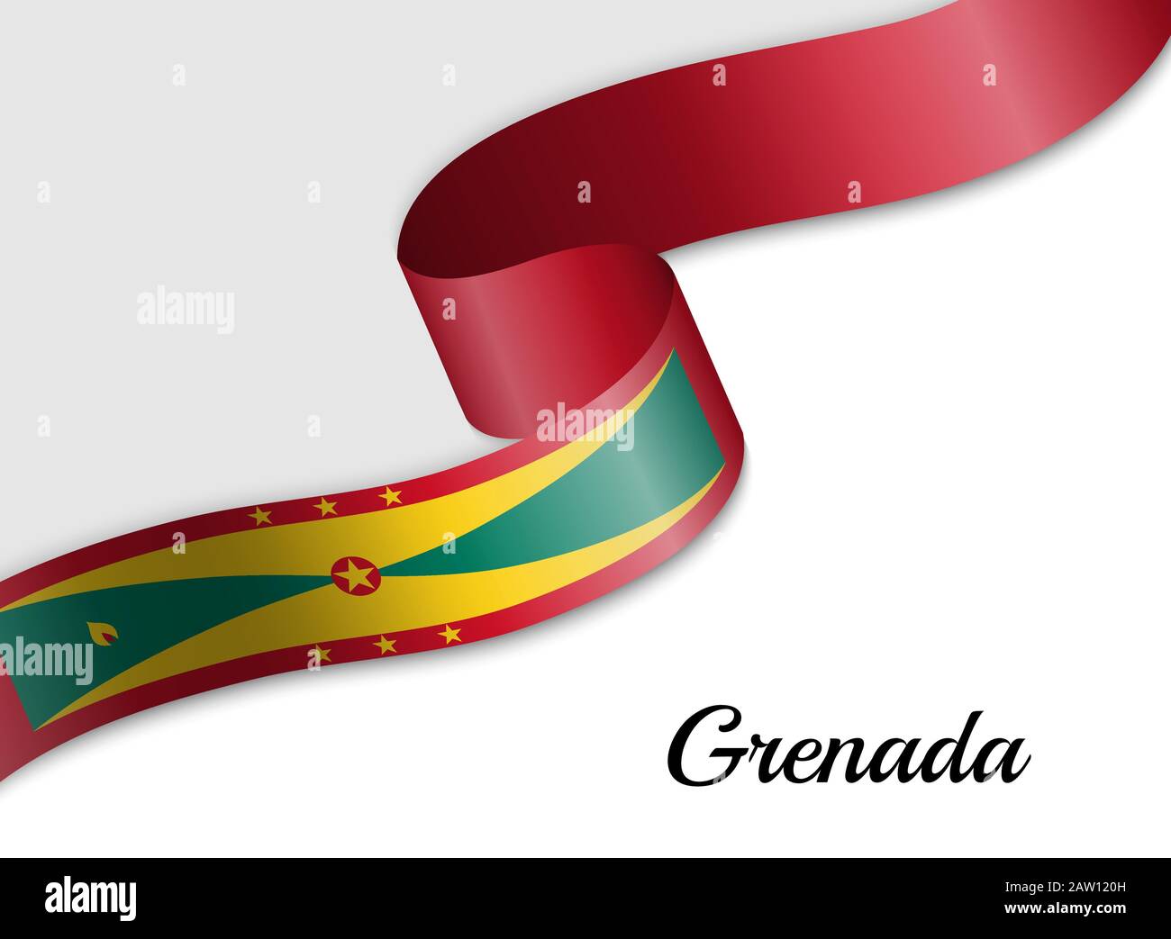 Schwenkende Bandfahne von Grenada. Vorlage für das Banner zum Unabhängigkeitstag Stock Vektor