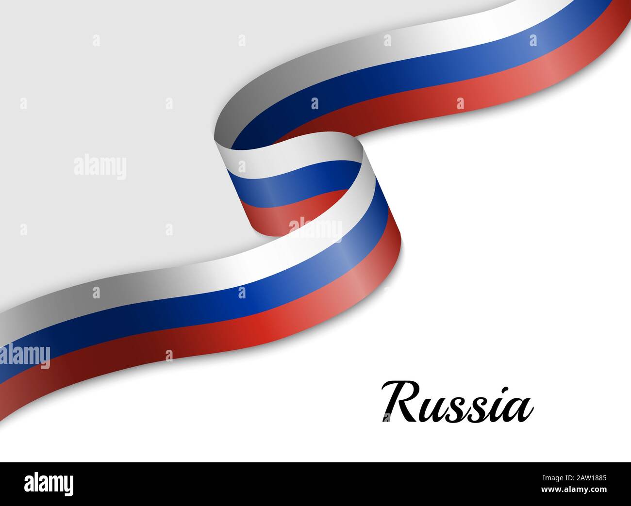 Wehende Bandfahne Russlands. Vorlage für das Banner zum Unabhängigkeitstag Stock Vektor