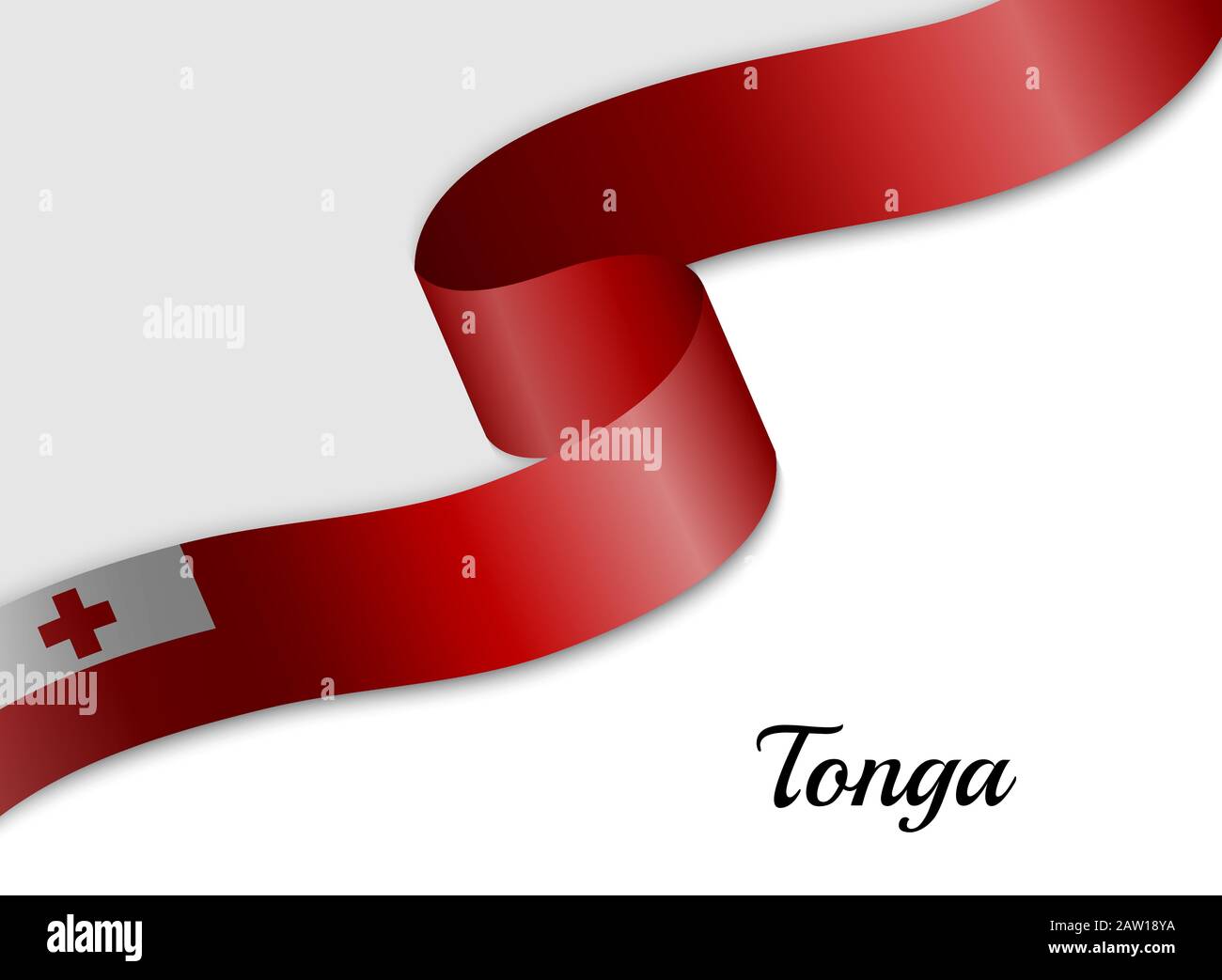 Schwenkende Bandfahne von Tonga. Vorlage für das Banner zum Unabhängigkeitstag Stock Vektor