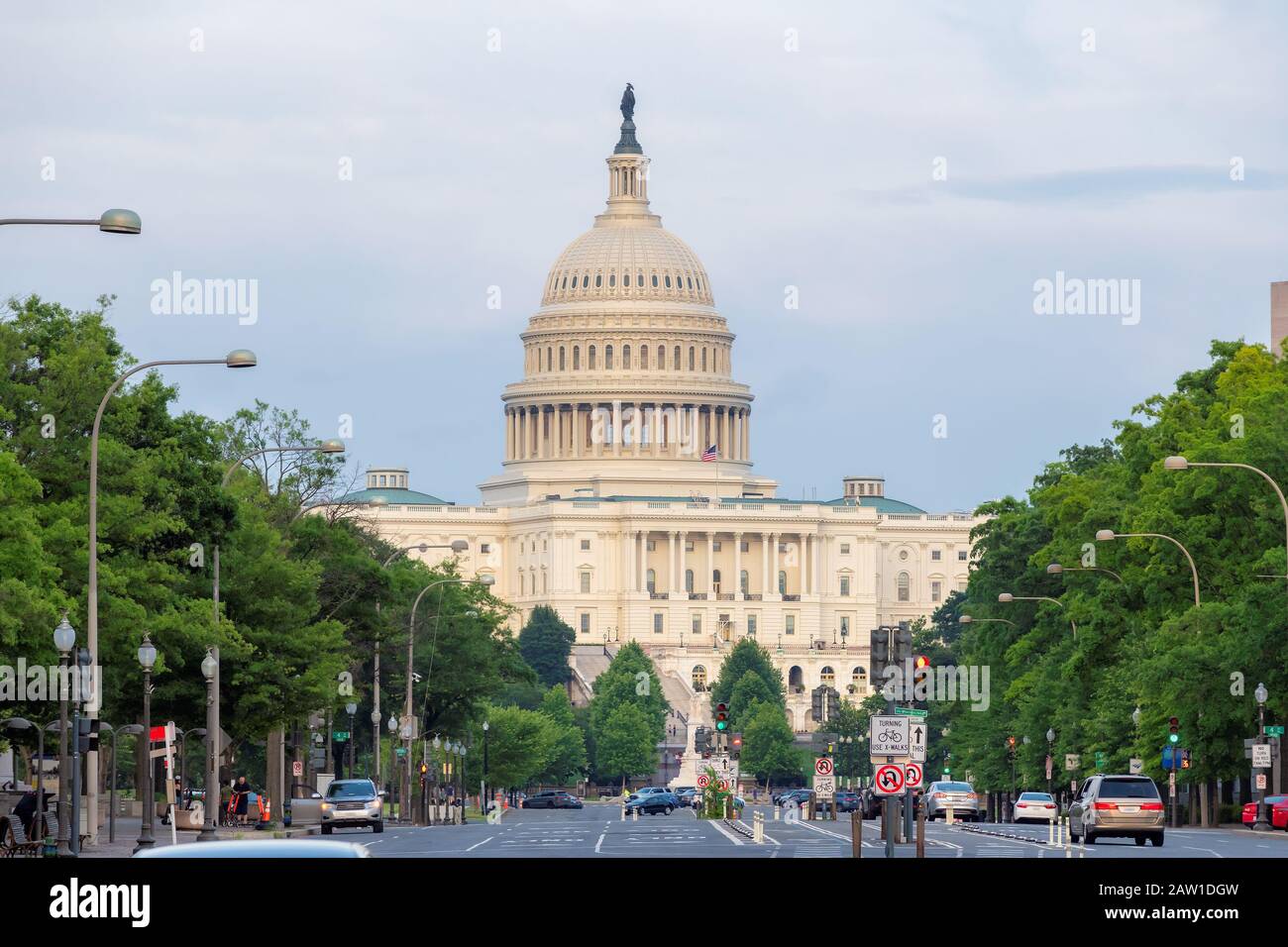Das Kapitolgebäude der Vereinigten Staaten von Pennsylvania Avenue, Washington DC Stockfoto
