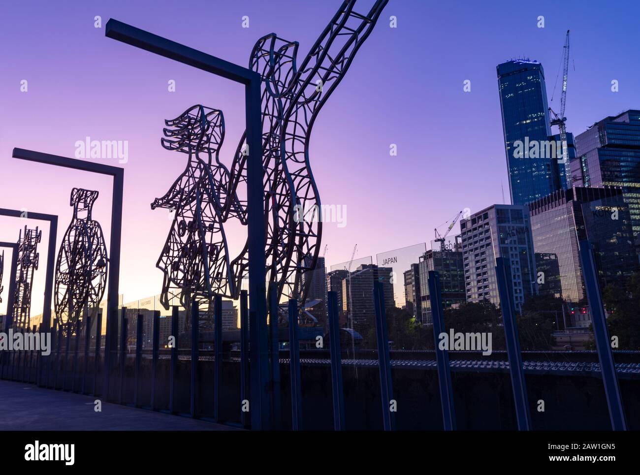 Sandridge Eisenbahnbrücke in Melbourne an einem Sommerabend, Victoria, Austraia Stockfoto