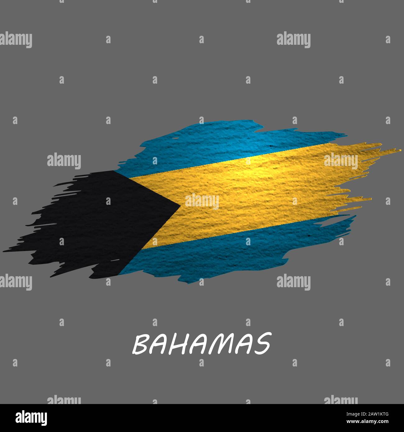Grunge gestylte Flagge der Bahamas. Hintergrund des Pinselstrichs Stock Vektor