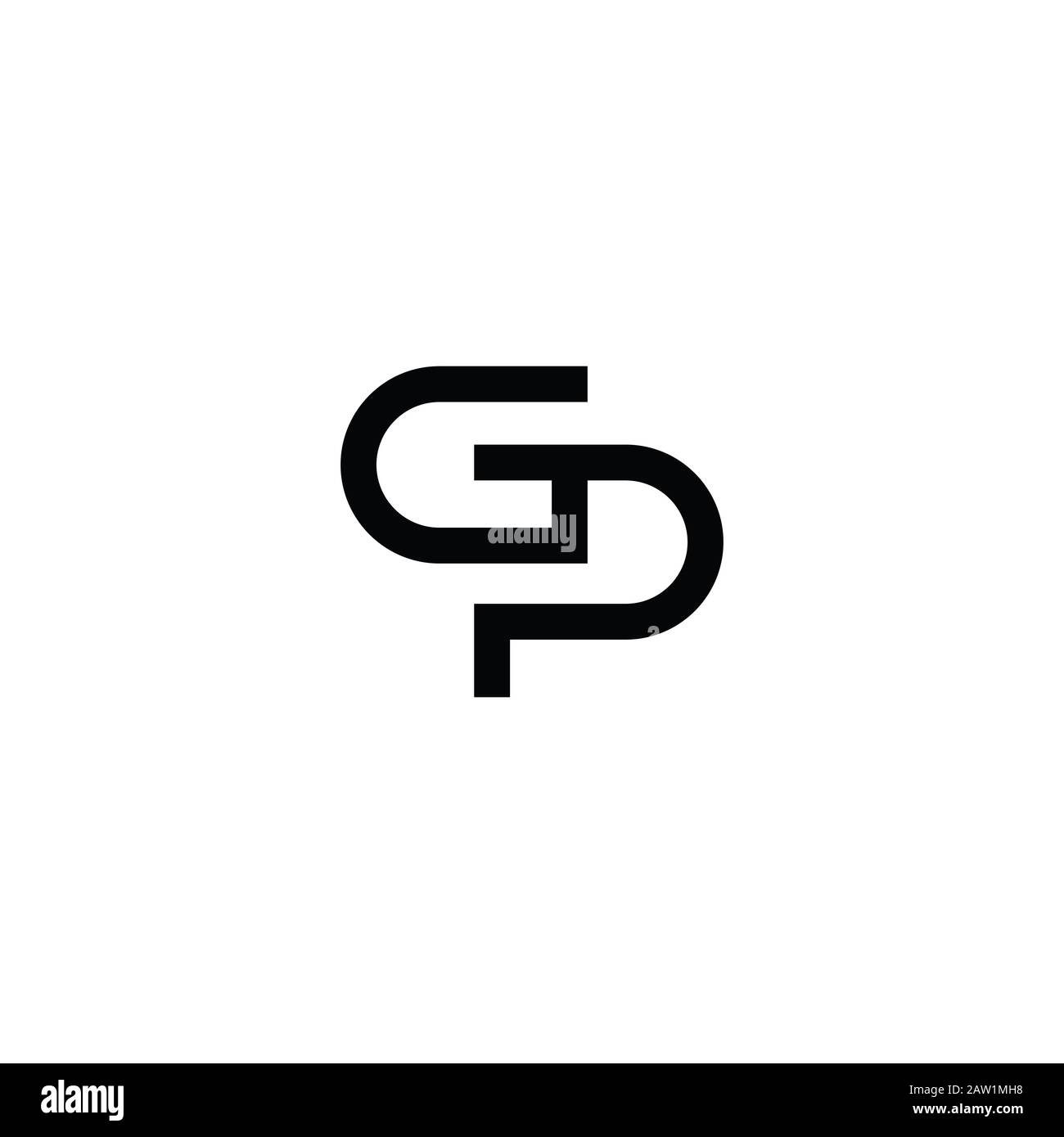 Vektor-Design mit Anfangsbuchstaben GP oder pg-Logo Stock Vektor