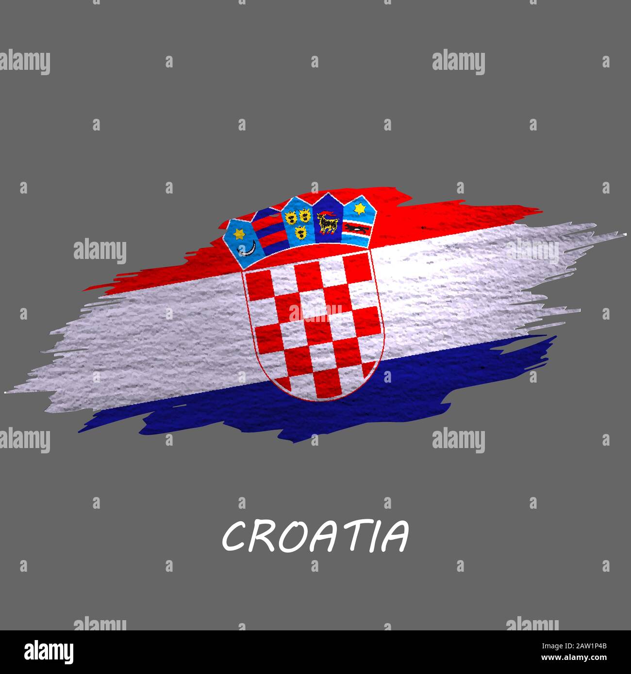 Grunge-gestylte Flagge Kroatiens. Hintergrund des Pinselstrichs Stock Vektor