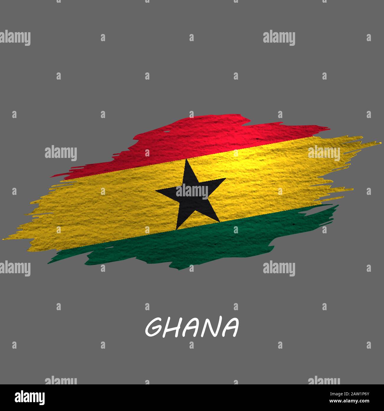 Grunge stylte Flagge Ghanas. Hintergrund des Pinselstrichs Stock Vektor