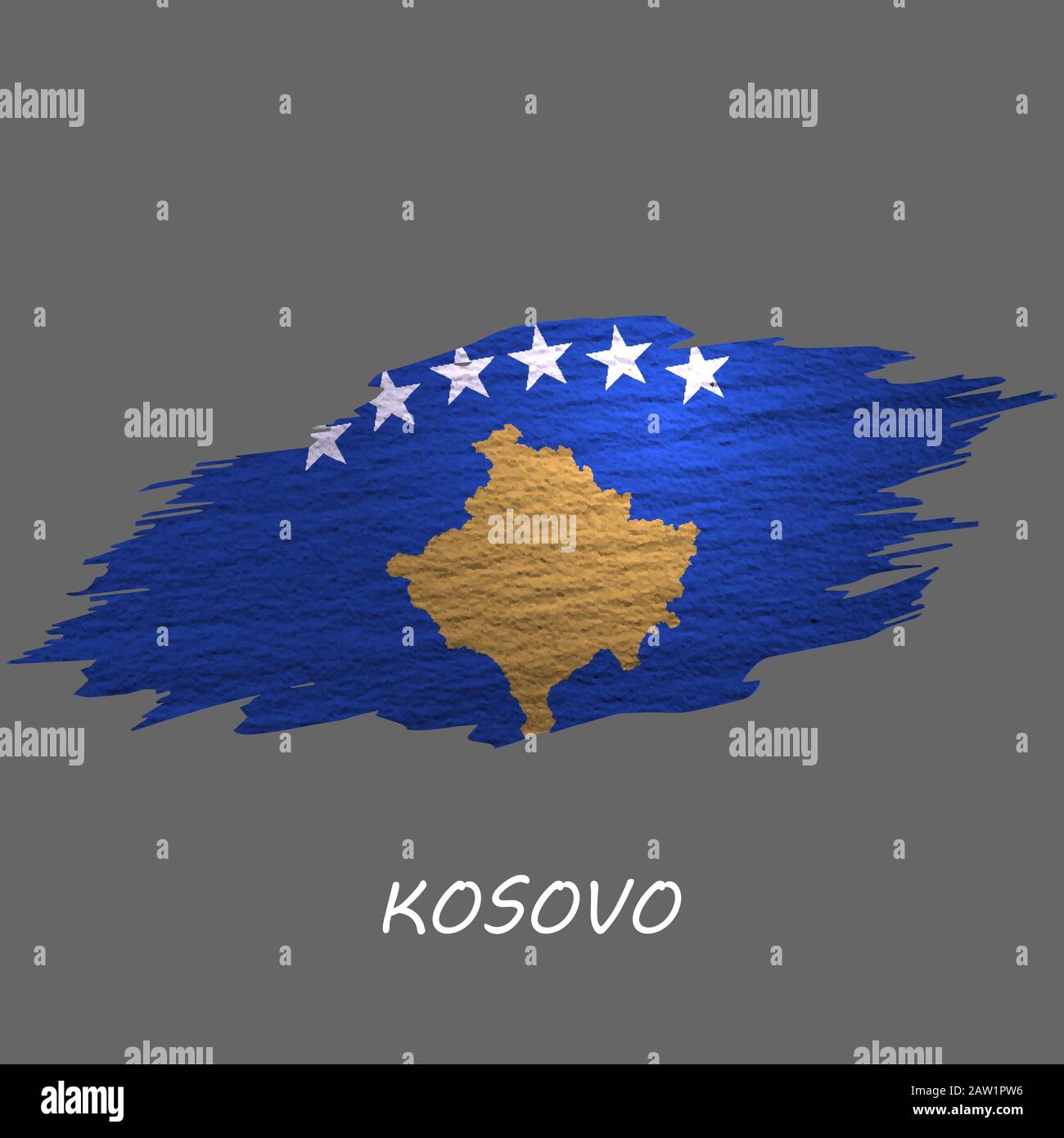 Grunge stylte Flagge des Kosovo. Hintergrund des Pinselstrichs Stock Vektor