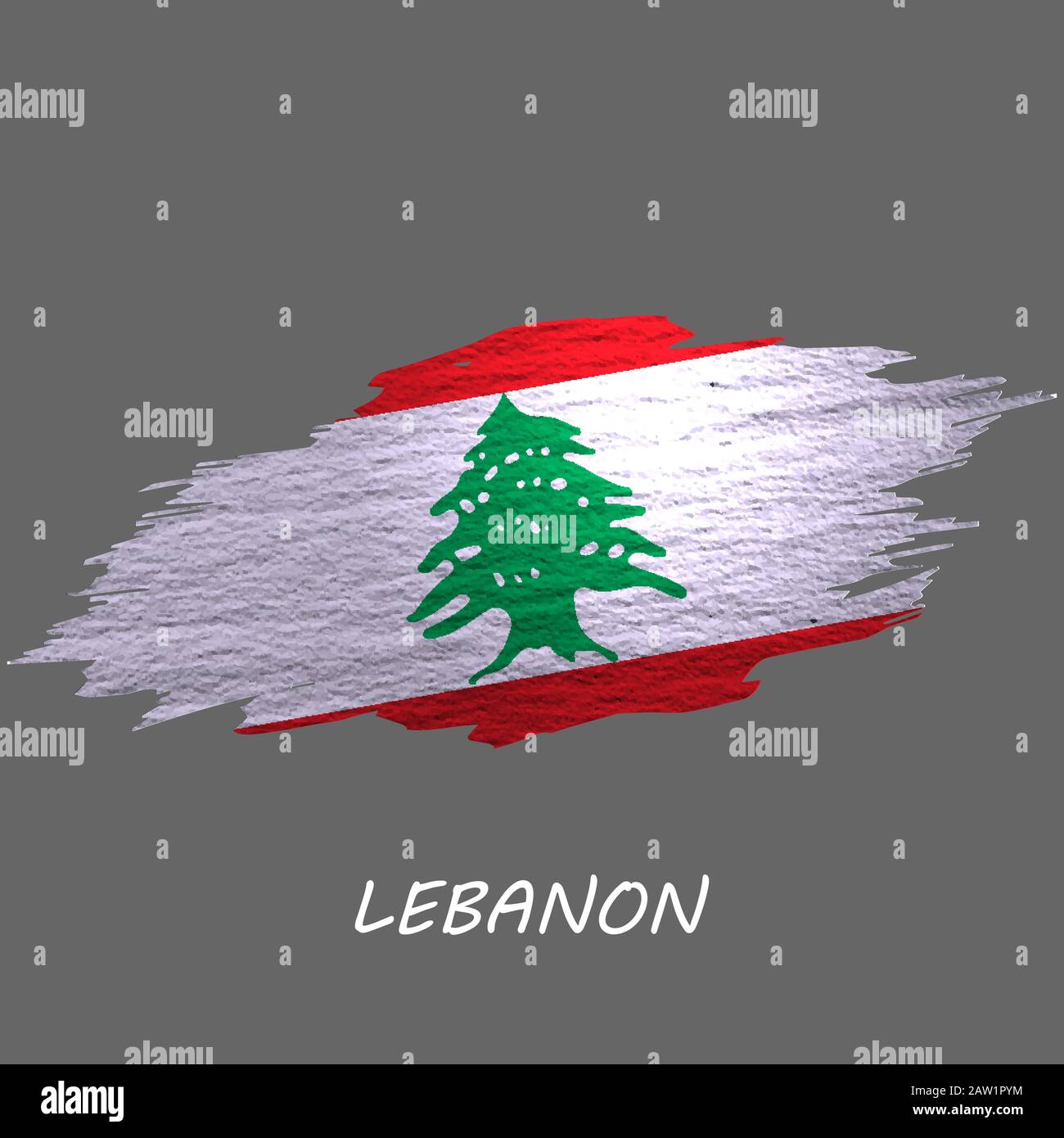 Grunge-gestylte Flagge des Libanon. Hintergrund des Pinselstrichs Stock Vektor