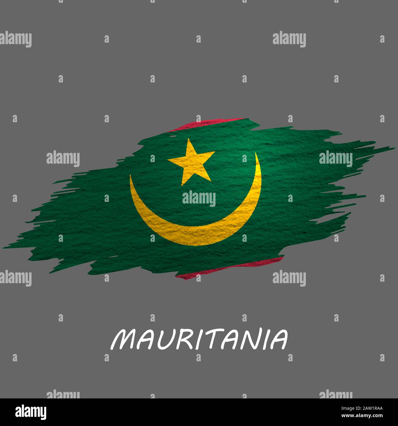 Grunge stylte Flagge Mauretaniens. Hintergrund des Pinselstrichs Stock Vektor