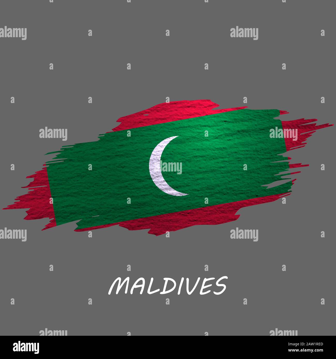 Grunge gestylte Flagge der Malediven. Hintergrund des Pinselstrichs Stock Vektor