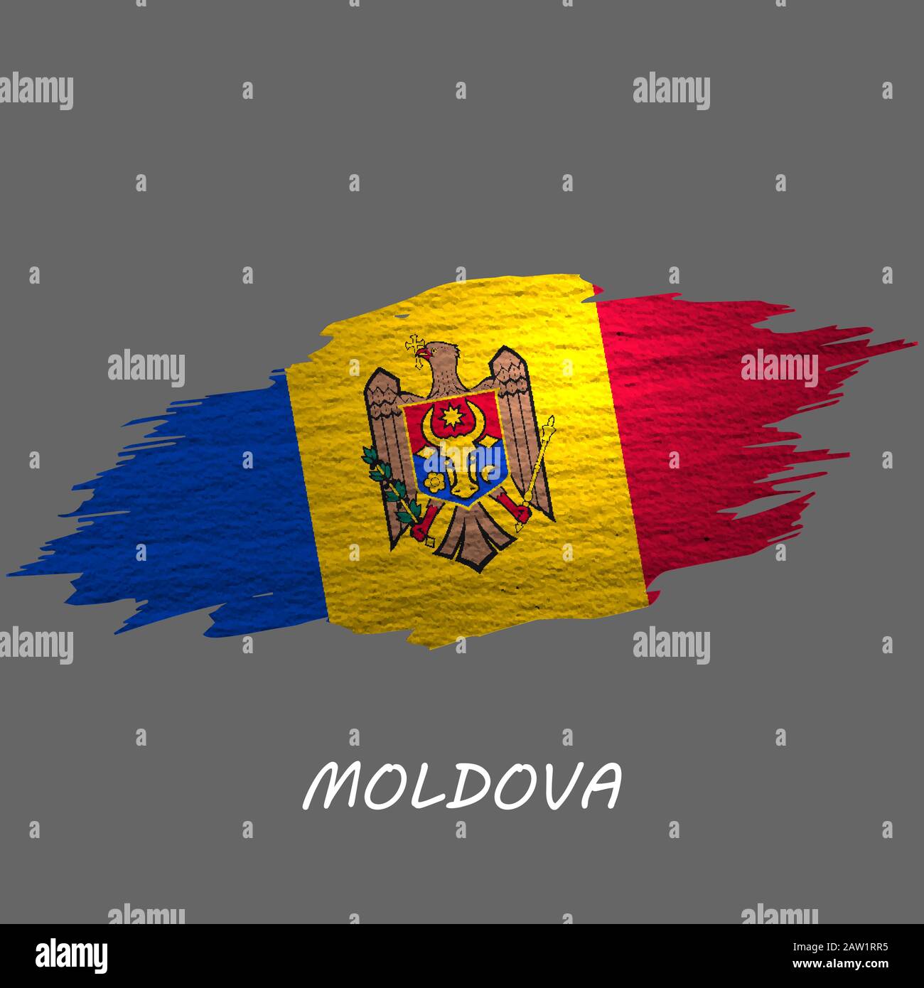 Grunge stylte Flagge Moldaus. Hintergrund des Pinselstrichs Stock Vektor