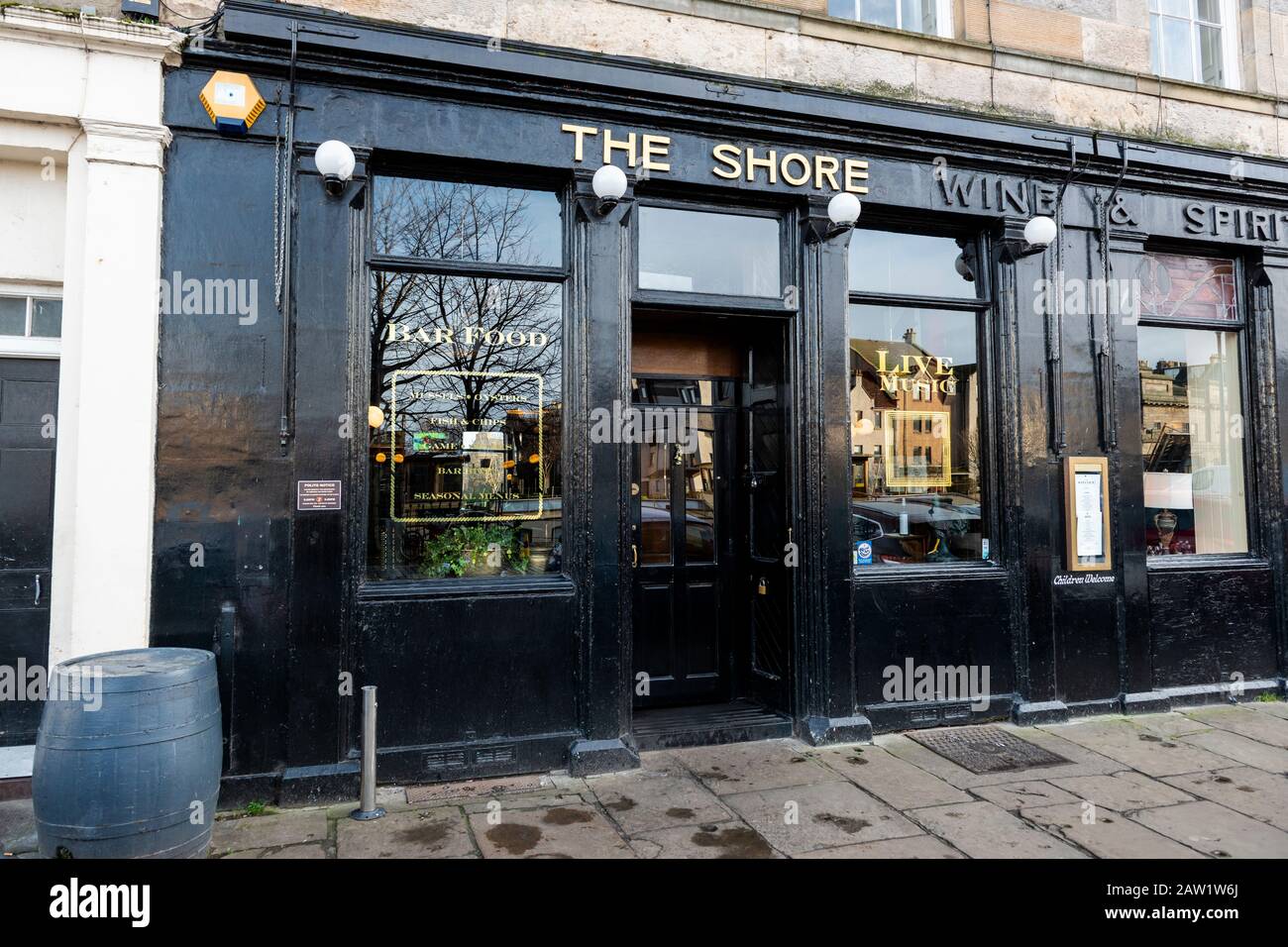 Die Shore-Bar und das Restaurant am Ufer in Leith, Edinburgh, Schottland, Großbritannien Stockfoto