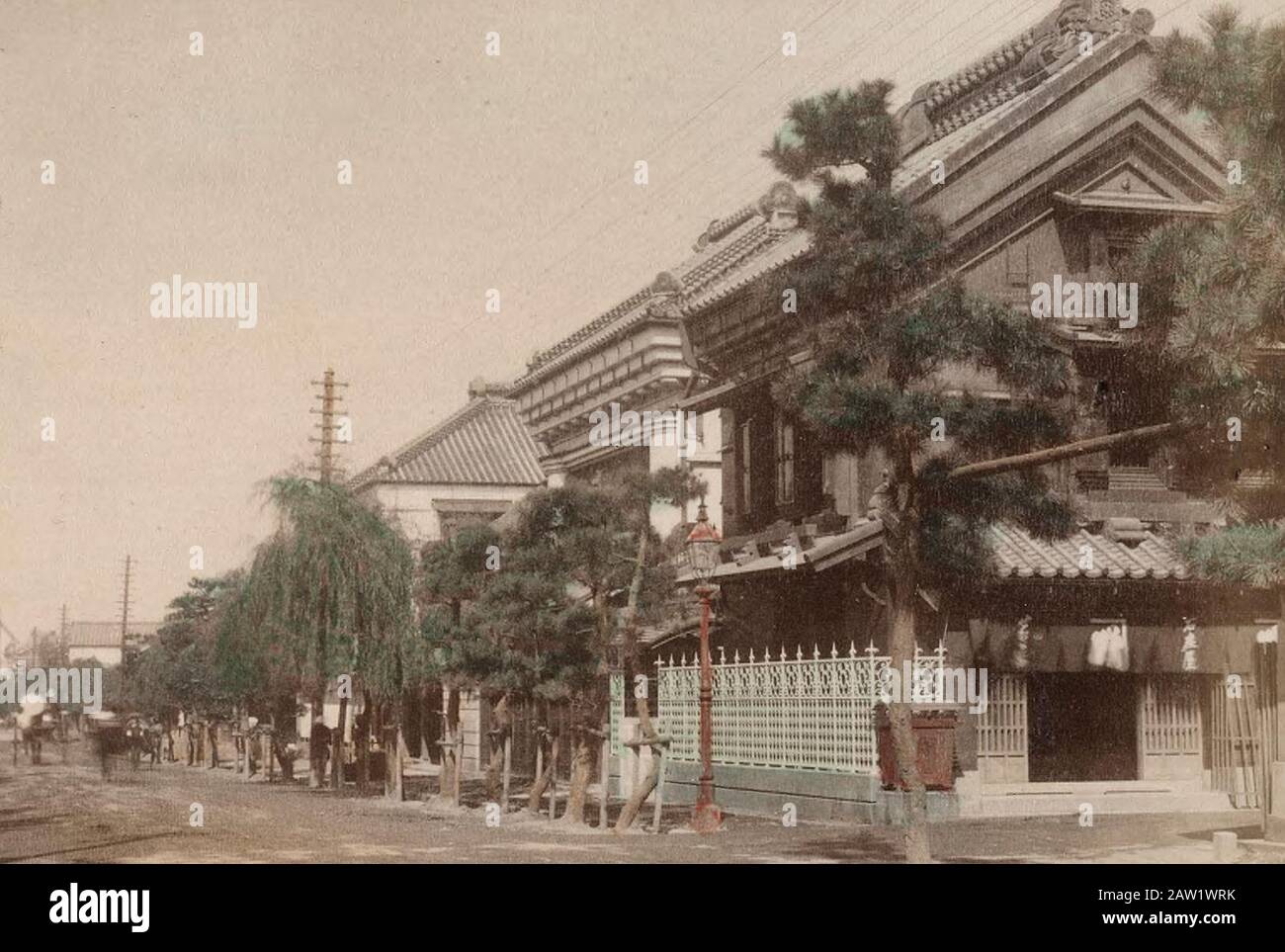 Hauptstraße in der indianischen Stadt Yokohama, Japan - ca. 1890 Stockfoto