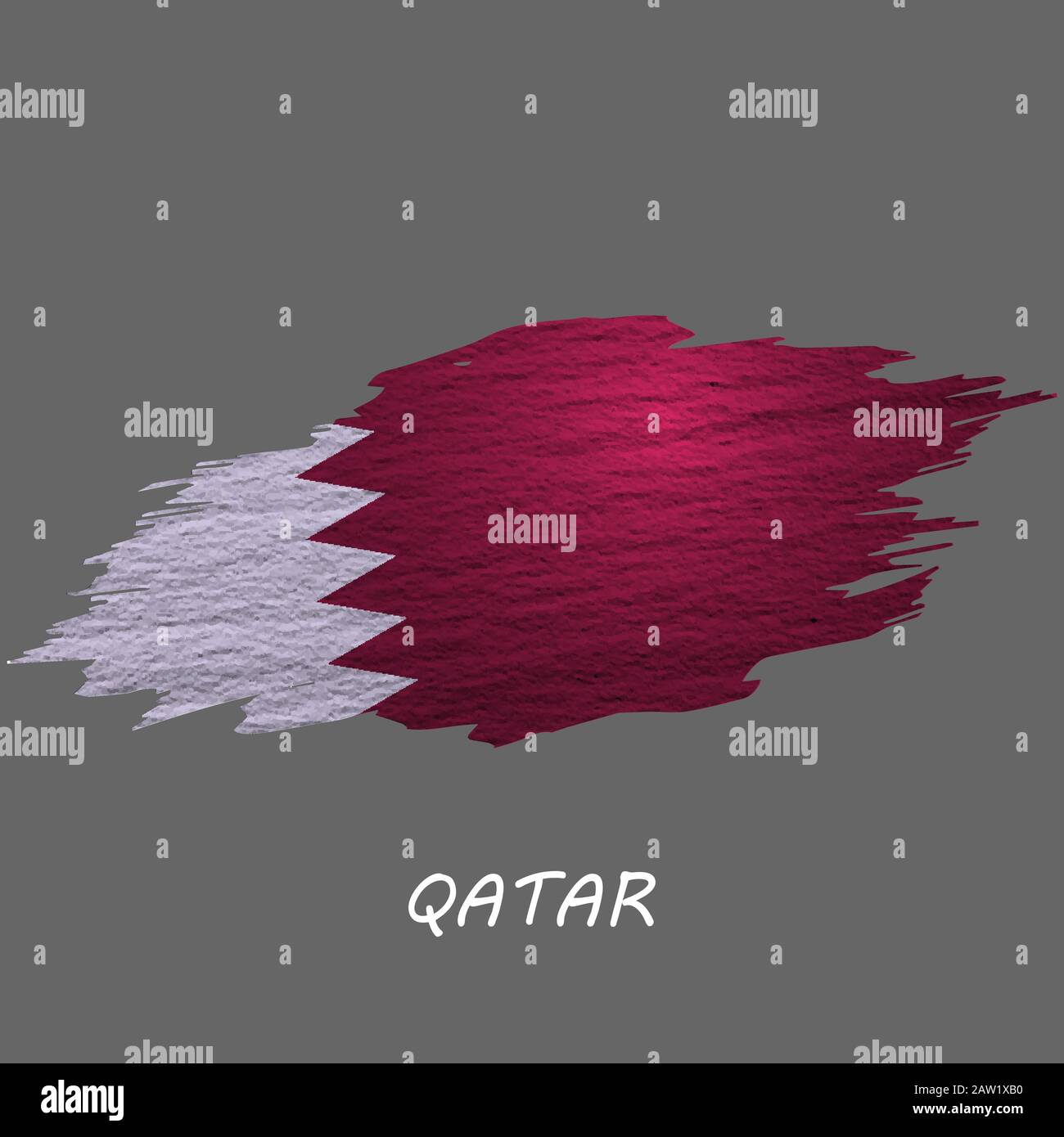 Grunge stylte Flagge von Katar. Hintergrund des Pinselstrichs Stock Vektor
