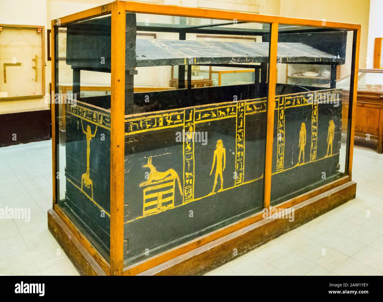 Ägypten, Kairo, Ägyptisches Museum, aus dem Grab von MaiherPRI, Tal der Könige, Luxor: Sarkophage von MaiherPRI. Stockfoto