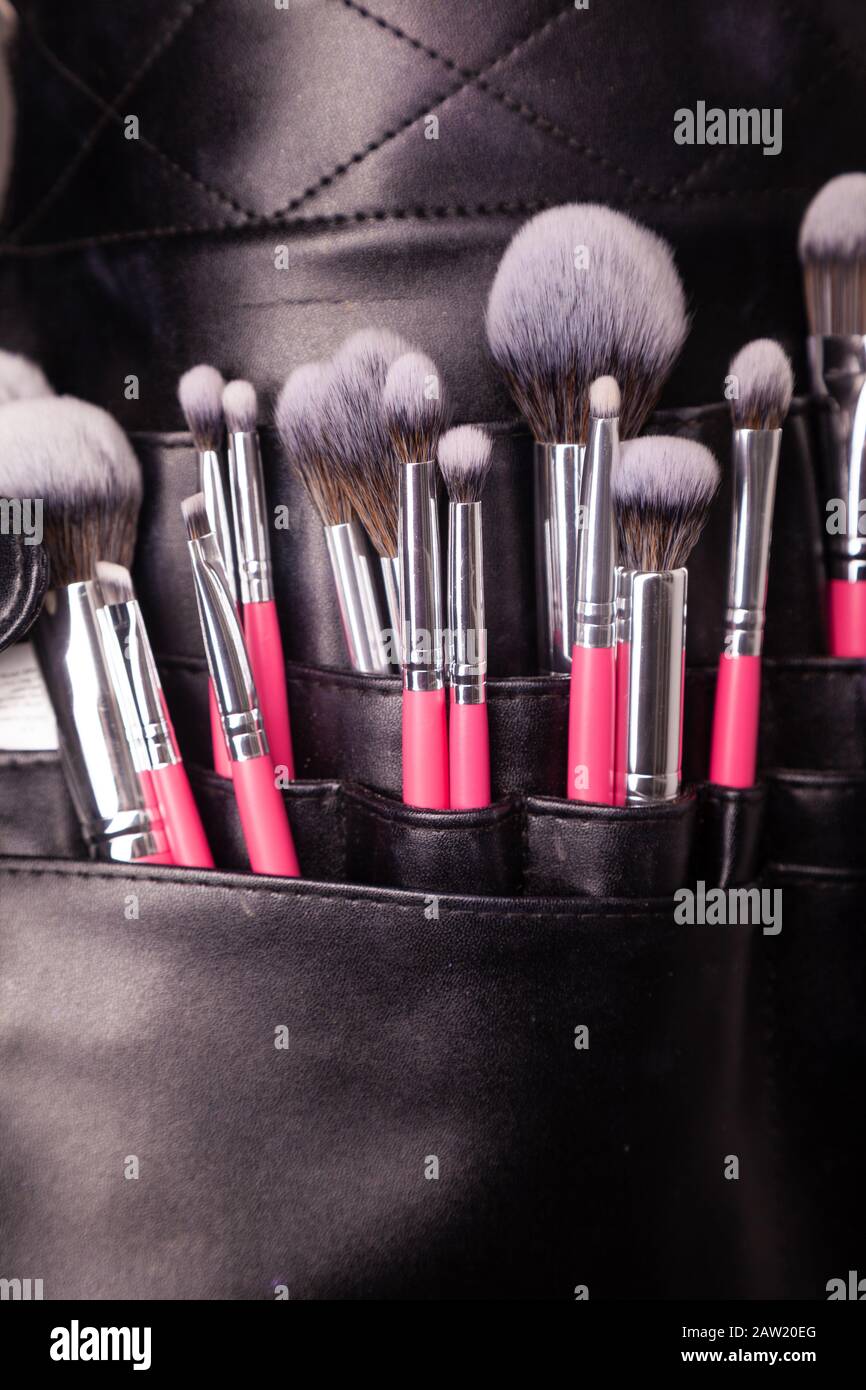 Nahaufnahme der Makeup-Bürsten Stockfoto