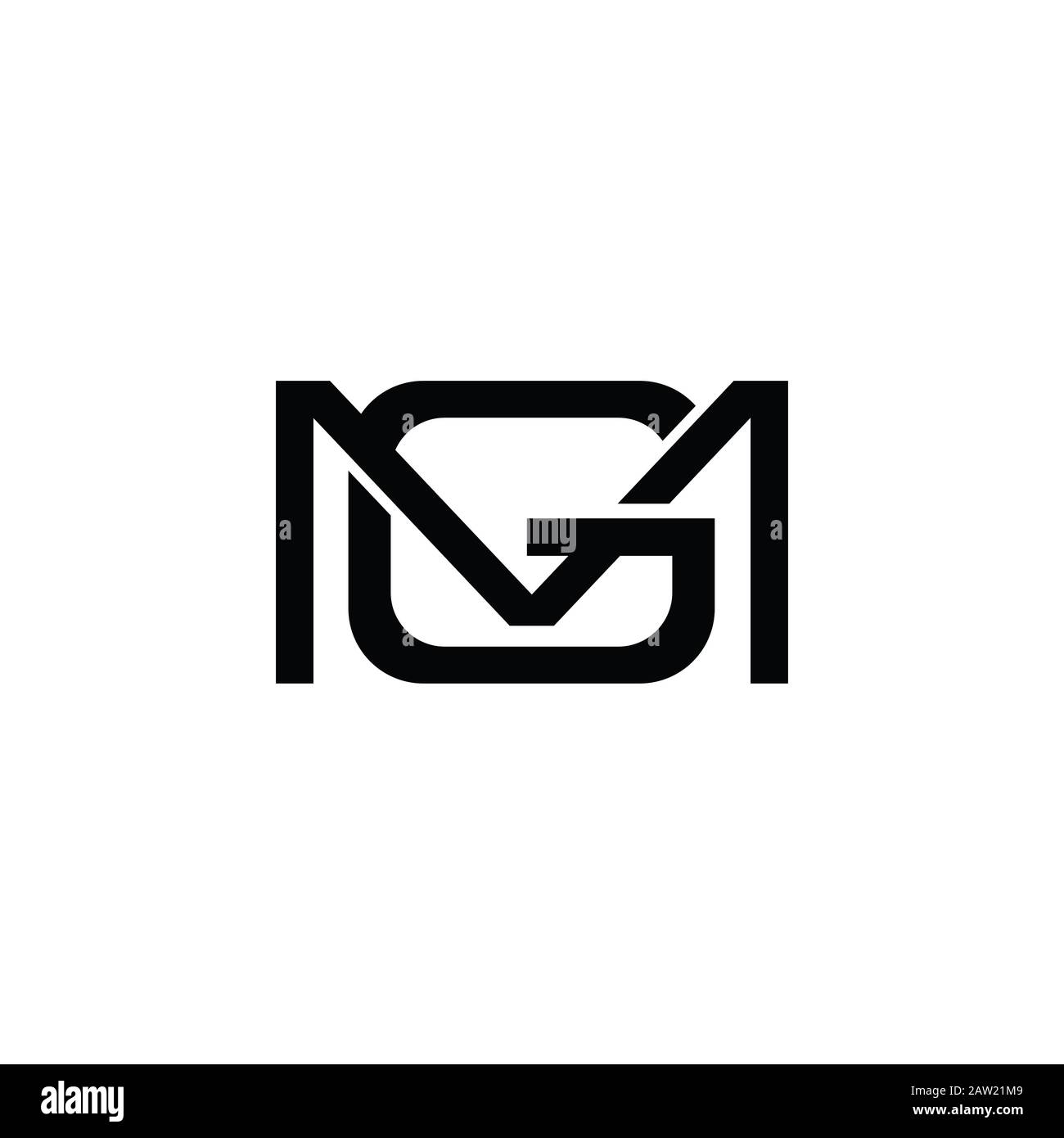 Anfangsbuchstabe gm oder mg Logo Designvorlage Stock Vektor