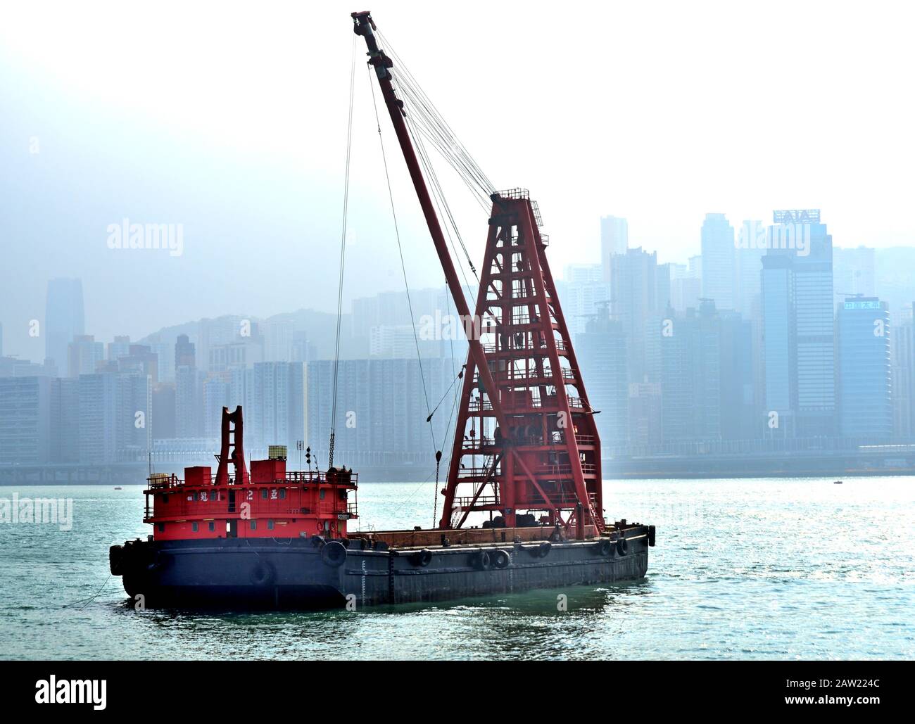 Krankahn bei der Arbeit, Hongkong Stockfoto