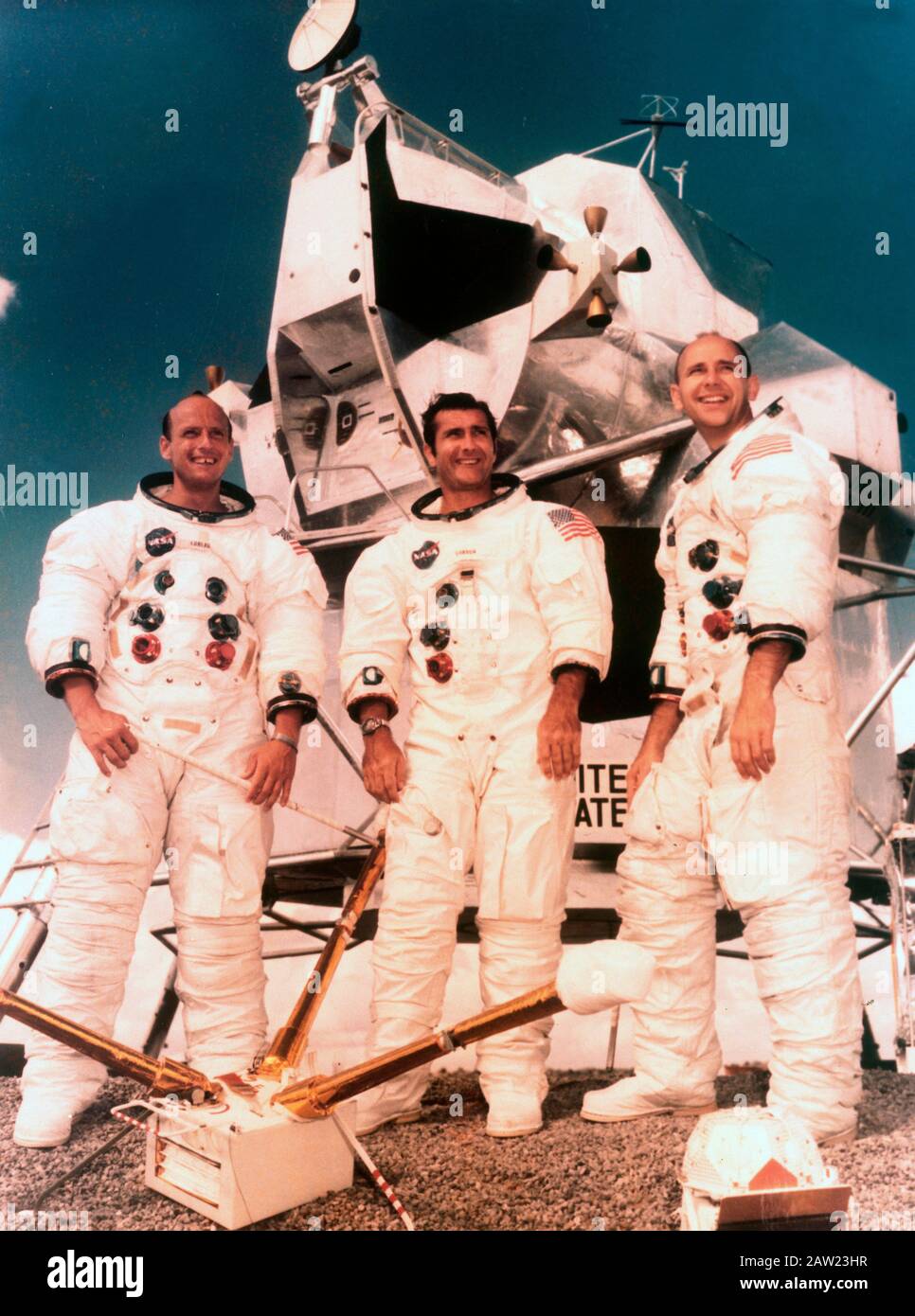 Charles conrad, richard gordon, alan Bean, die Crew der sechsten Mission mit Crew apollo 12, john F. Kennedy Space Center, cape canaveral, florida, usa 1969 Stockfoto