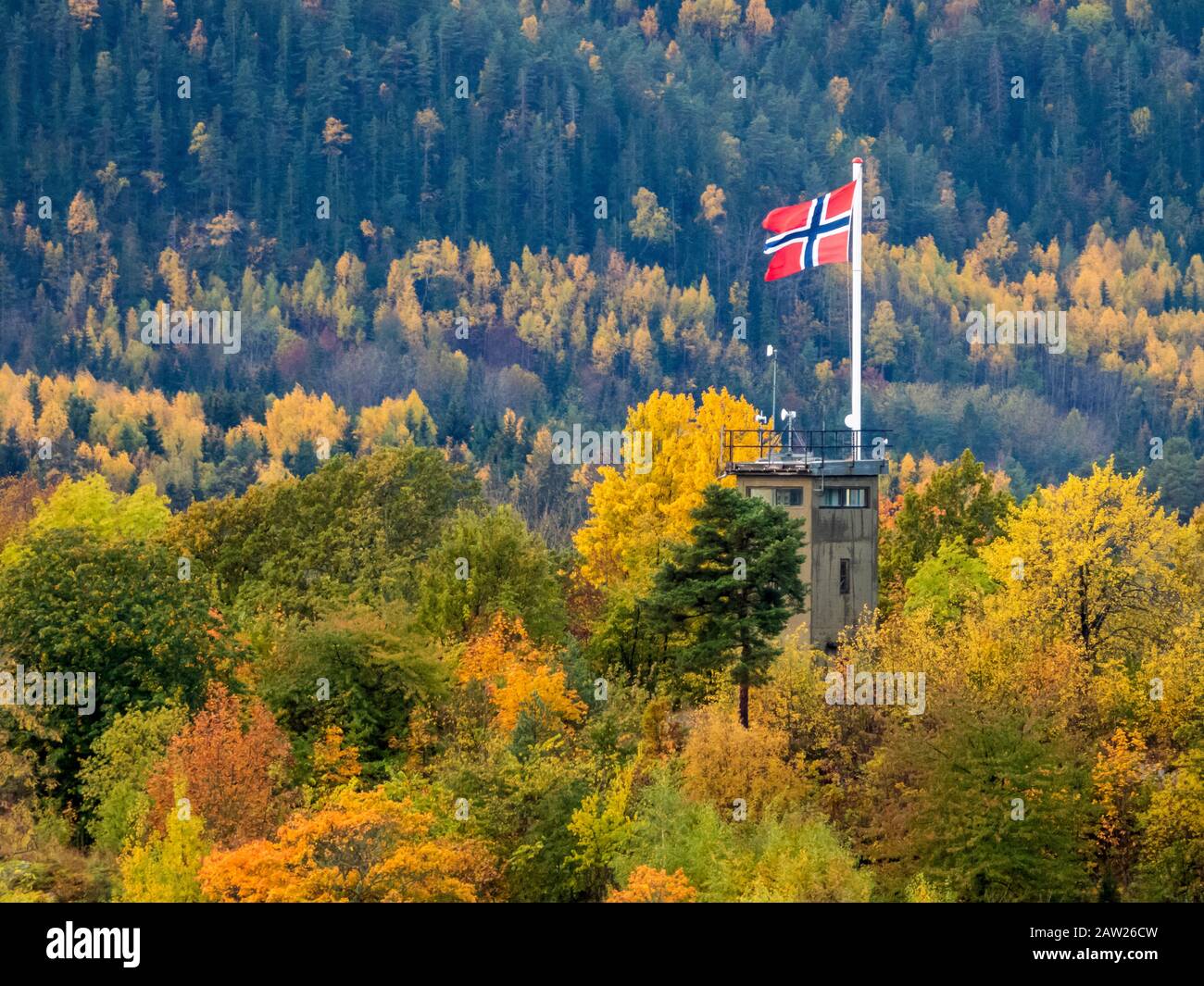 Herbst auf Oslofjord, Norwegen, Akershus, Oslofjord Stockfoto