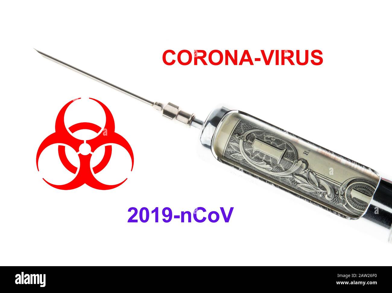 Spritze mit Impfstoff gegen Corona-Virus Stockfoto