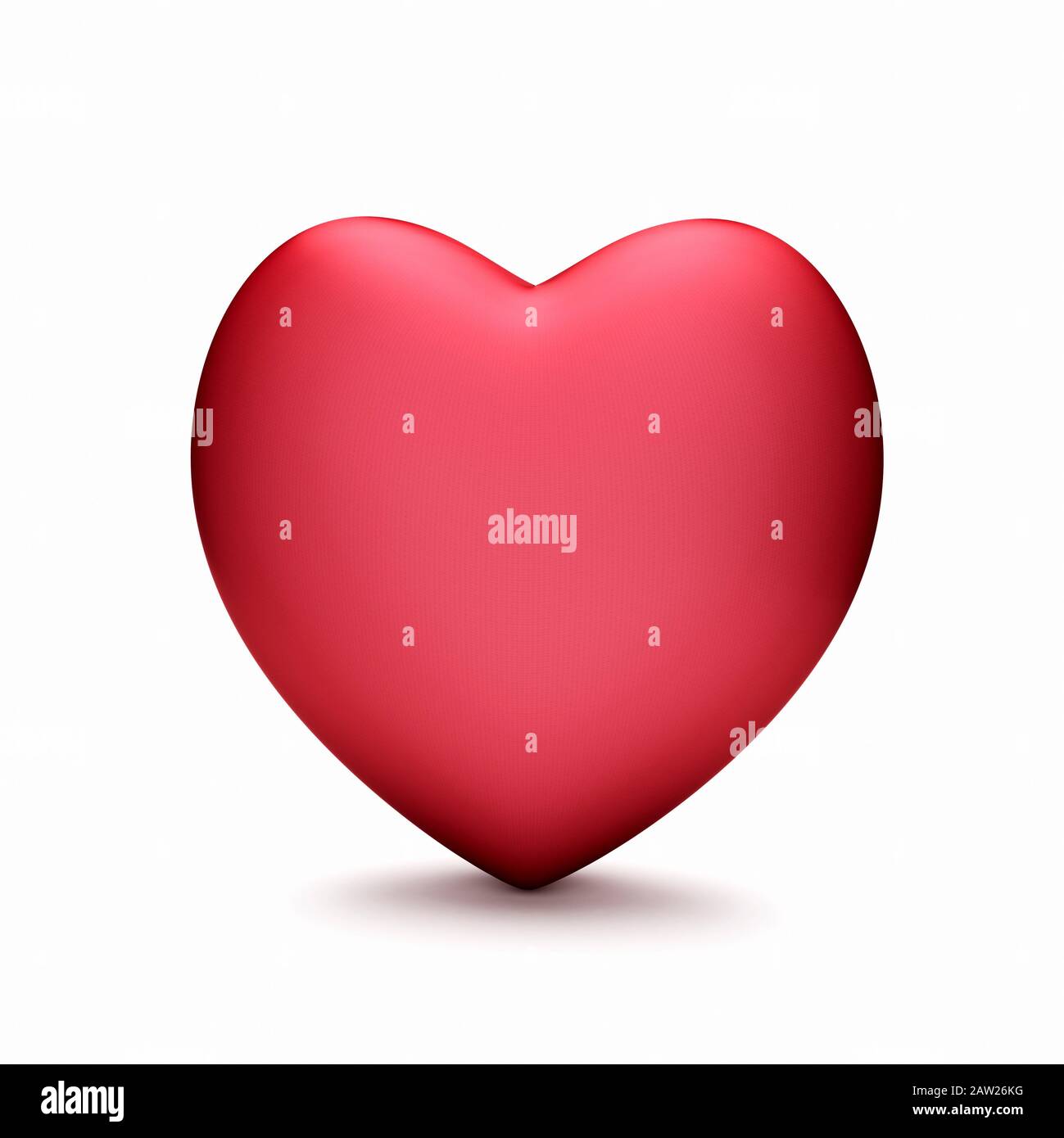 Durchgehend rotes Herz auf weißem Hintergrund Stockfoto