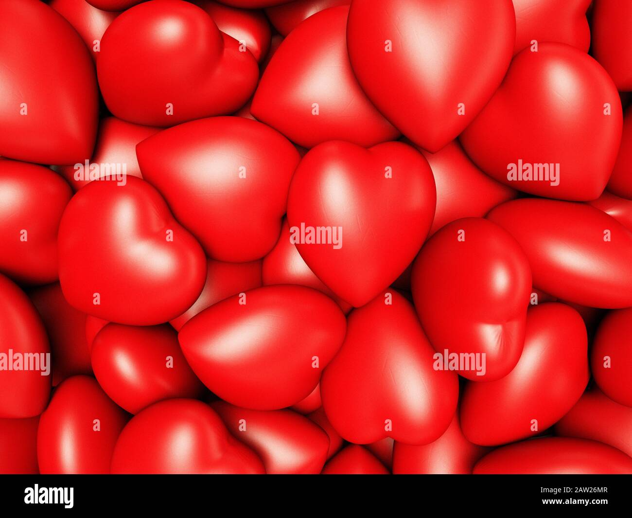 Große Gruppe roter Herzen Stockfoto