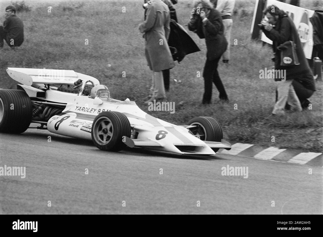 Großer Preis der niederländischen Formel-1-Wagen, Zandvoort Pedro Rodriguez Datum: 20. Juni 1971 Ort: Nordholland, Zandvoort Schlüsselwörter: Autorennen, Strecken, Rennen, Rennen, Wettbewerbe Personenname: Rodriguez, Pedro Stockfoto