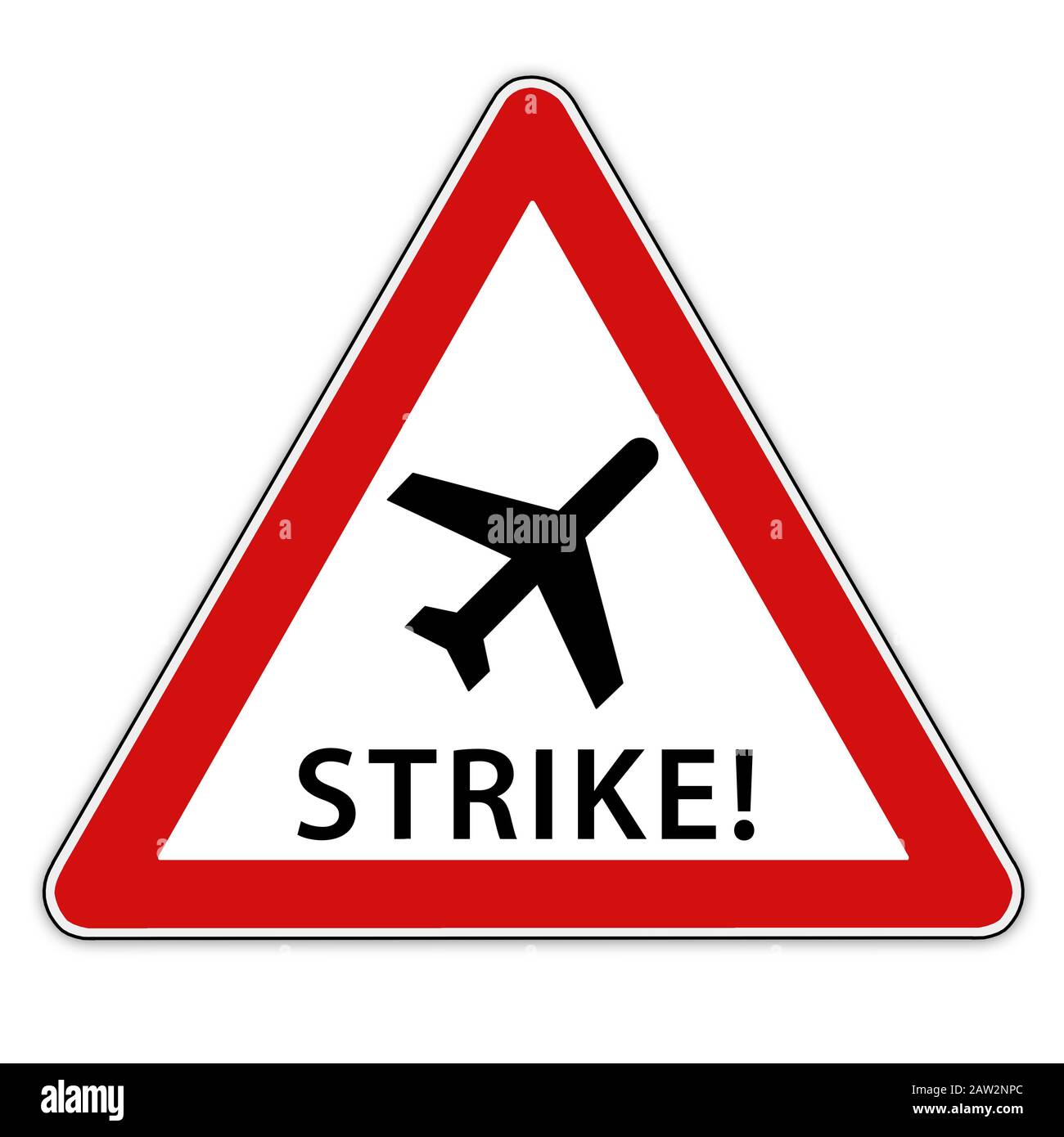 Isolierten roten/weißen Verkehrsschild mit dem Flugzeug symbolisch für Streik Stockfoto
