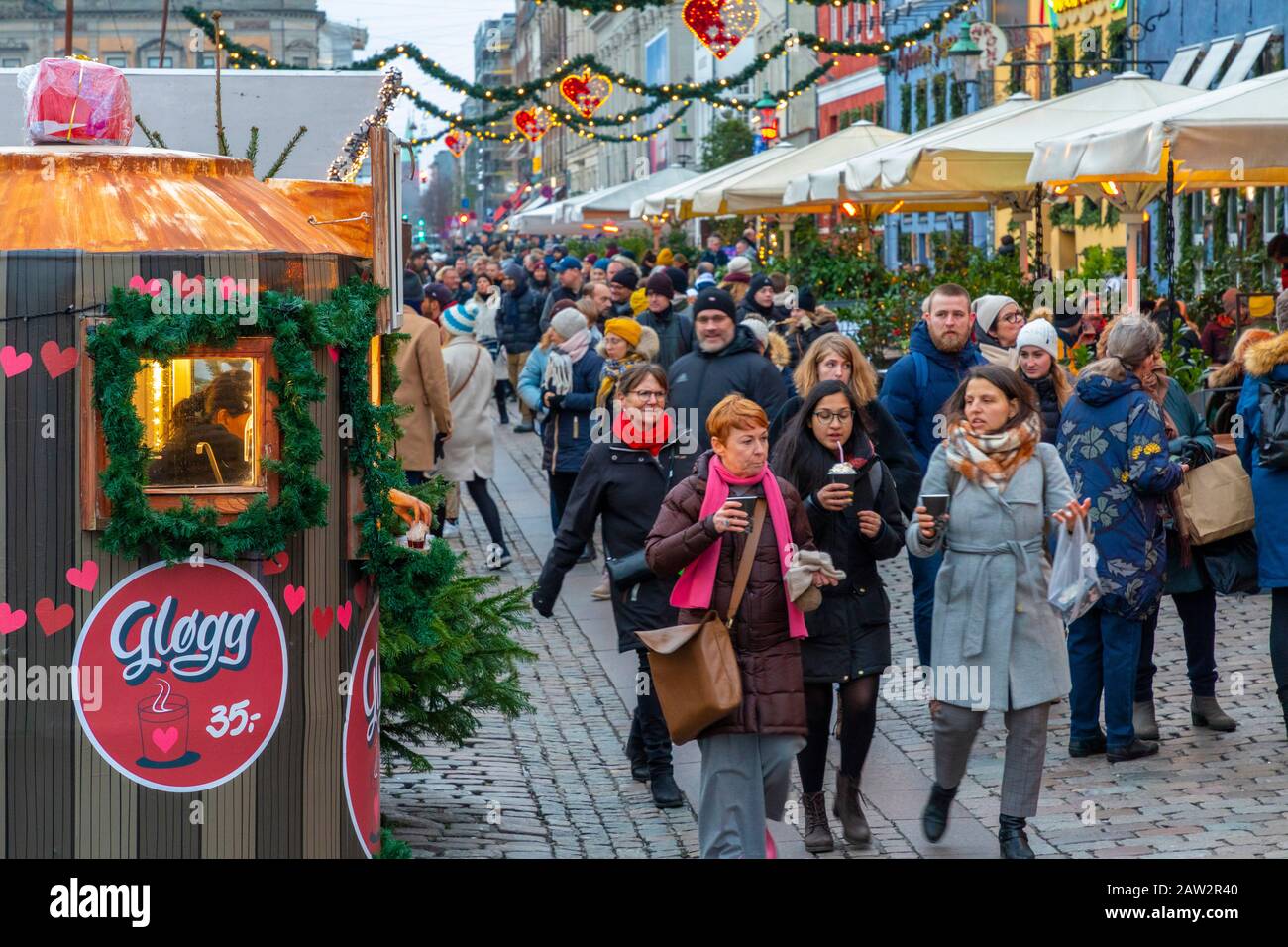 Weihnachtsmarkt in Nyhavn, Kopenhagen, Dänemark Stockfoto