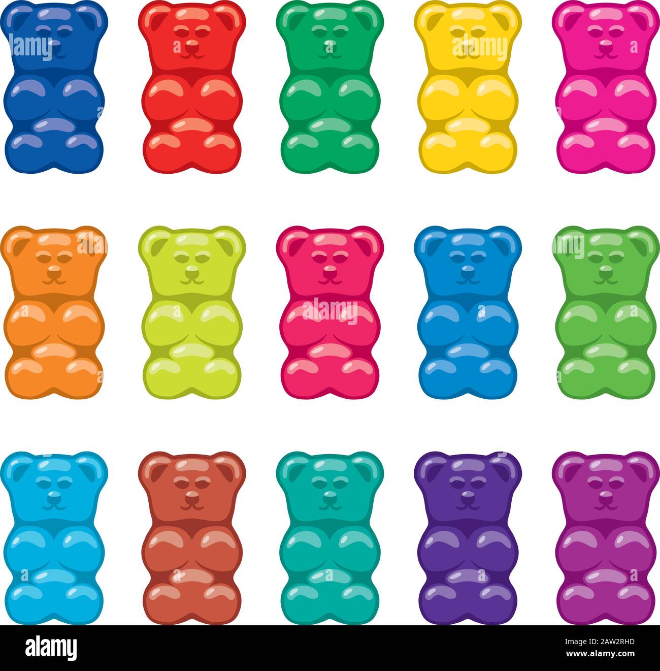 Vector Gummy Bear Bonbons isoliert auf weißem Hintergrund Stock Vektor