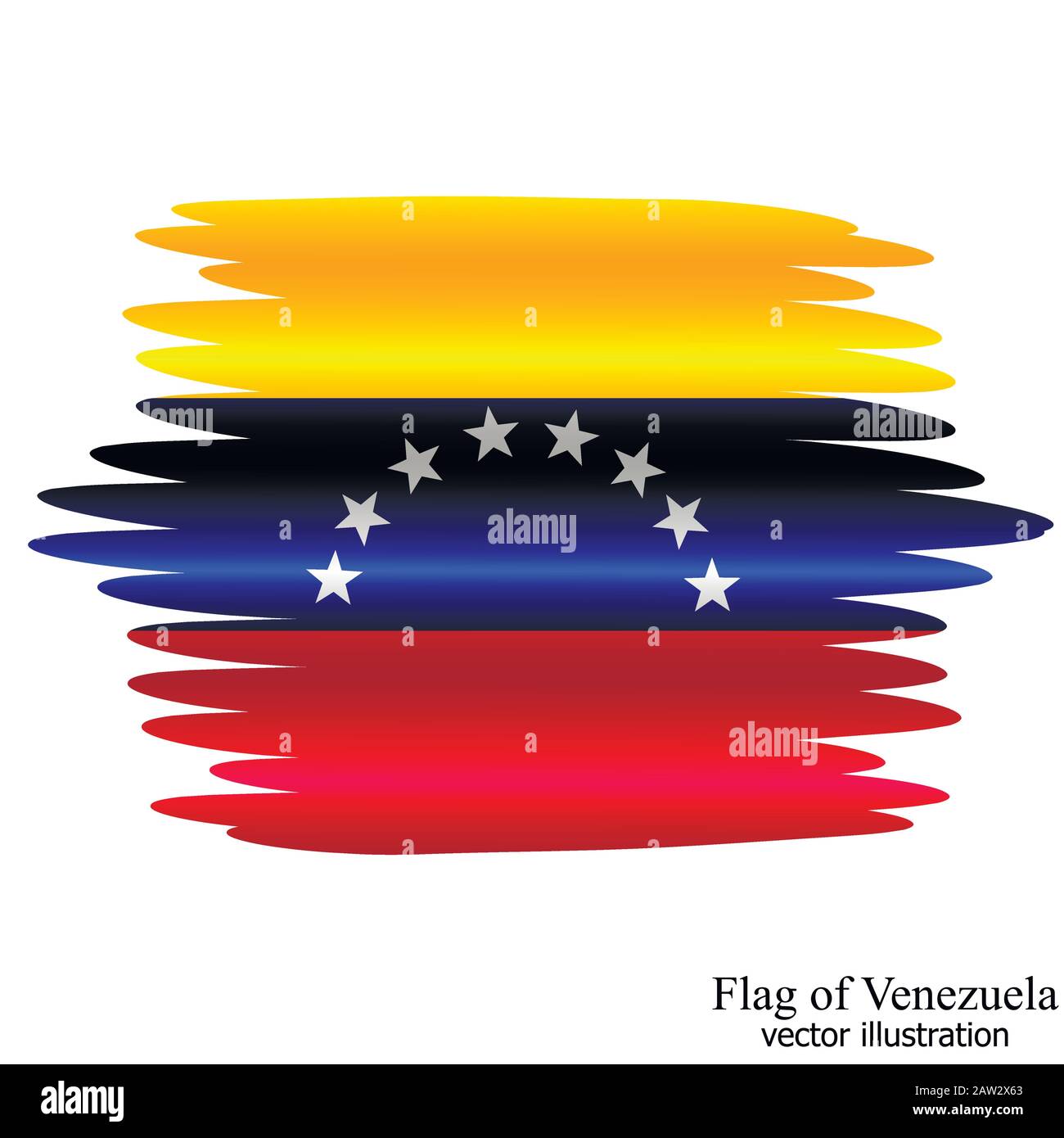 Flagge Venezuelas mit Falten. Bunte Illustration mit Fahne zum Design. Vektorgrafiken mit Effektpinsel. Stock Vektor