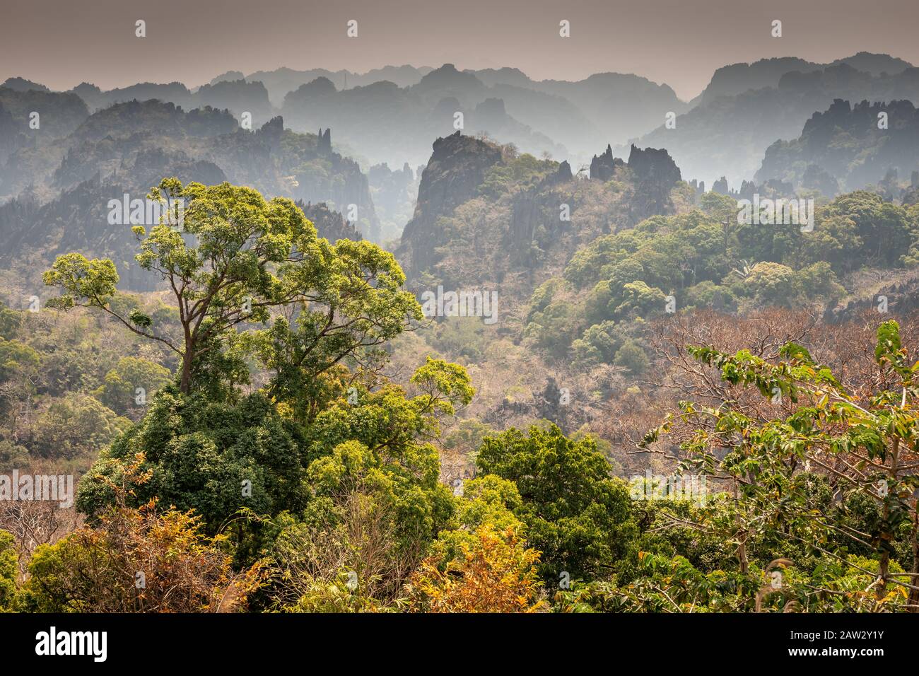 Aussichtspunkt Auf Kalksteingipfel, Konglor Loop, Thakhek, Laos Stockfoto