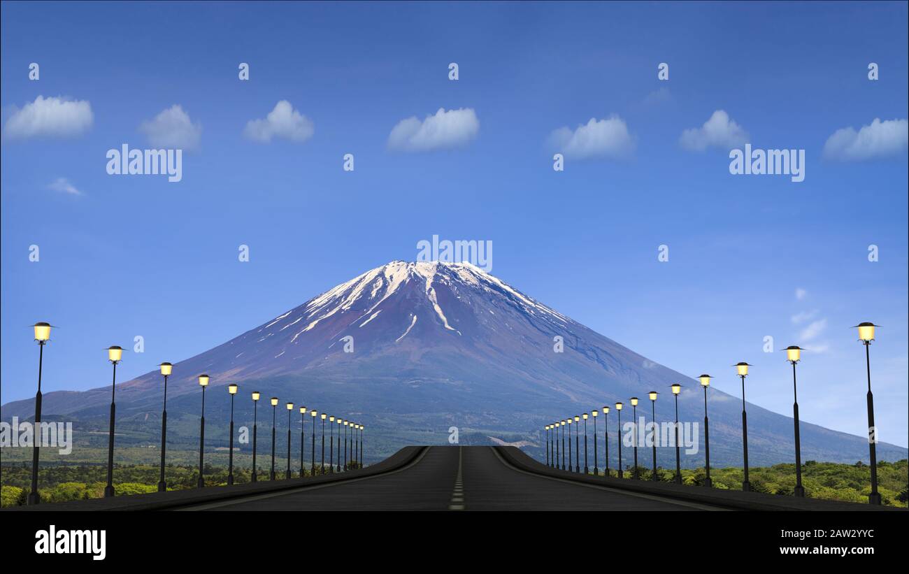 Das 3D Rendering der Straße zum schönen Ort Stockfoto