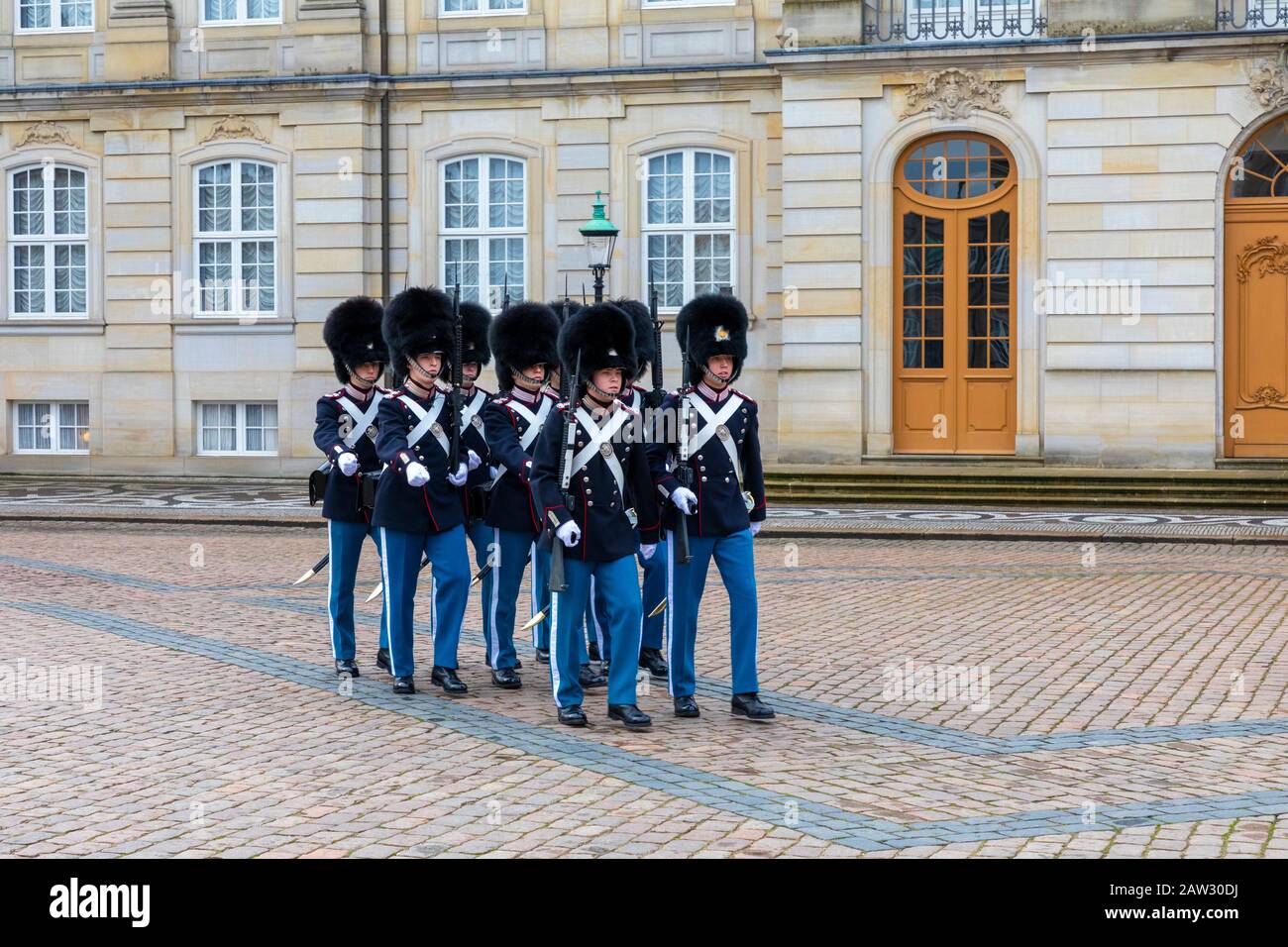 Musikkapelle Der Kaisergarde, Schloss Amalienborg, Kopenhagen, Dänemark Stockfoto