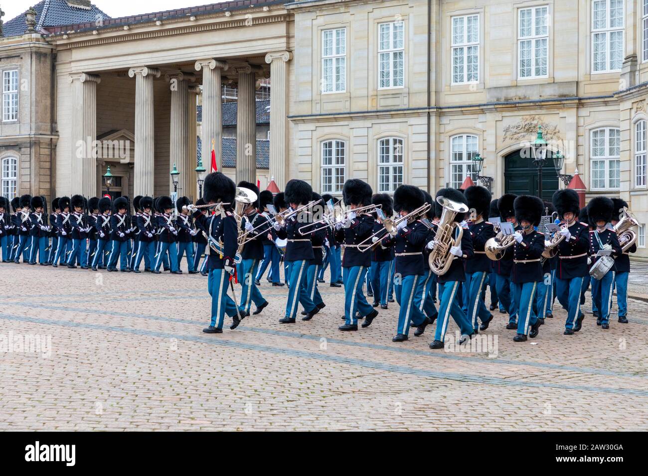 Musikkapelle Der Kaisergarde, Schloss Amalienborg, Kopenhagen, Dänemark Stockfoto