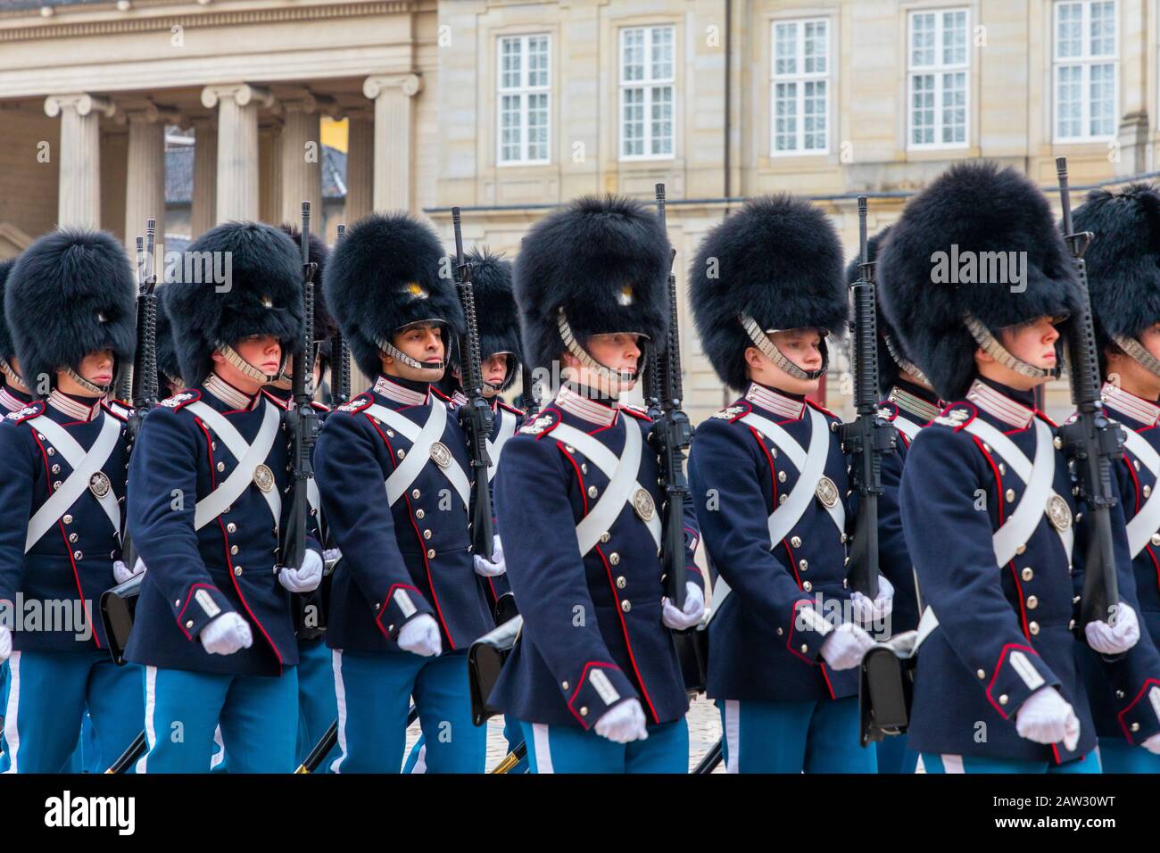 Musikkapelle Der Kaisergarde, Schloss Amalienborg, Kopenhagen, Dänemark Stockfoto